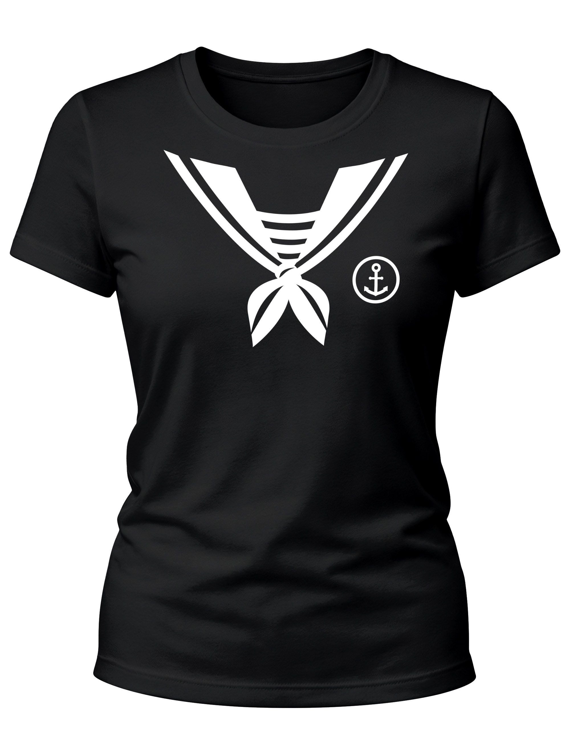 MoonWorks Print-Shirt Damen T-Shirt Matrose Matrosin Sailor Fasching Fastnacht Kostüm mit Print