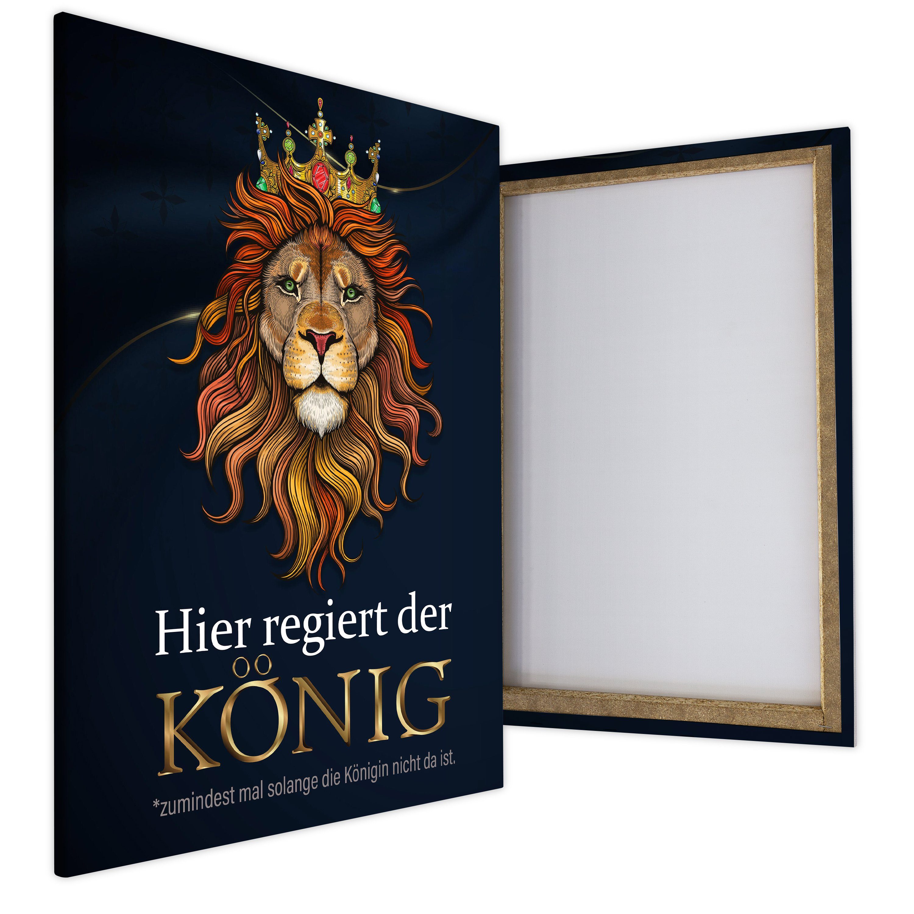 wandmotiv24 Leinwandbild Löwen, Hochformat, König Größen (1 St), in versch. Tiere Leinwandbilder Wanddeko, Wandbild, der Löwen
