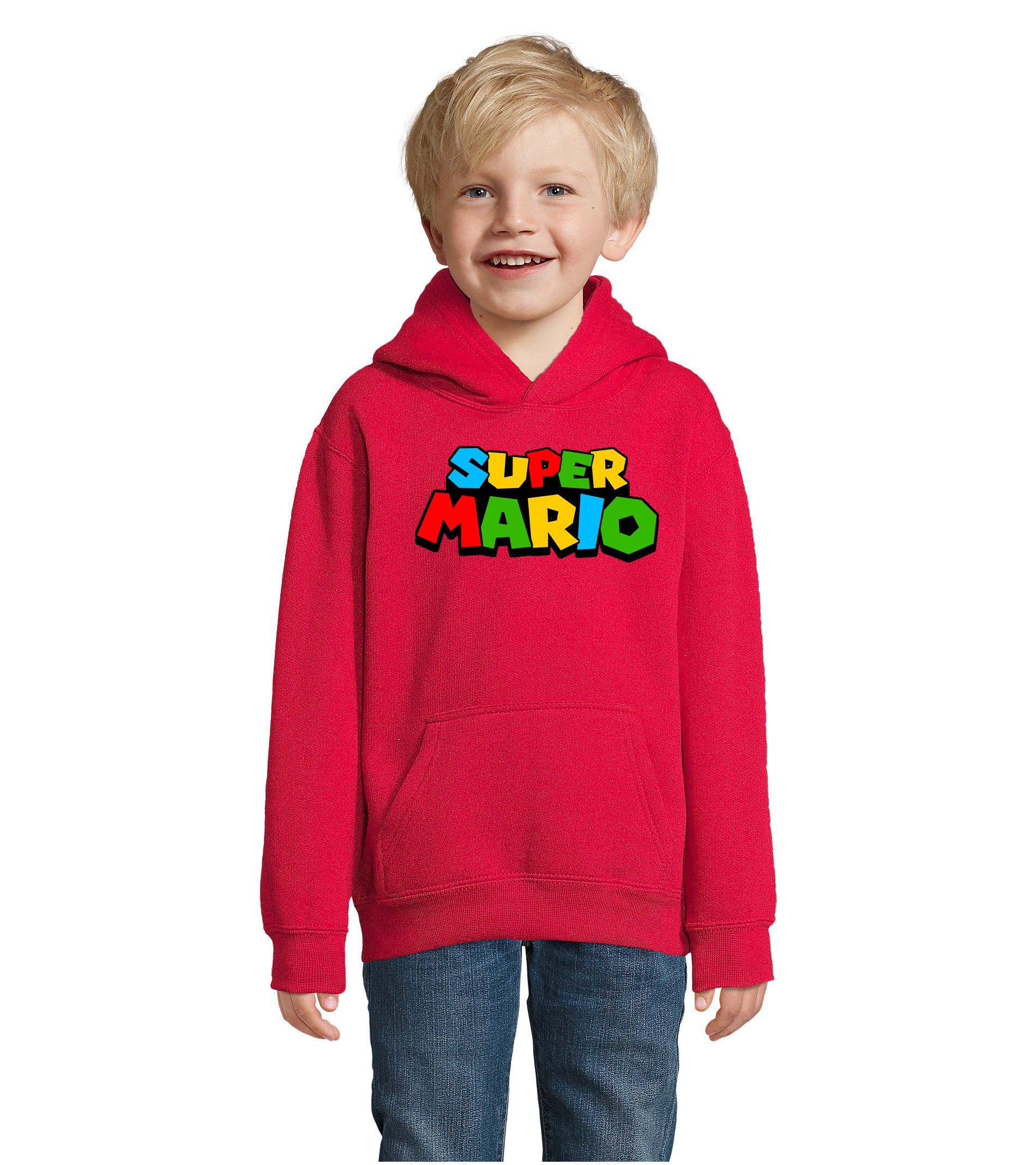 Blondie & Brownie Hoodie Kinder Super Mario Nintendo Gamer Gaming Konsole Spiele mit Kapuze Rot