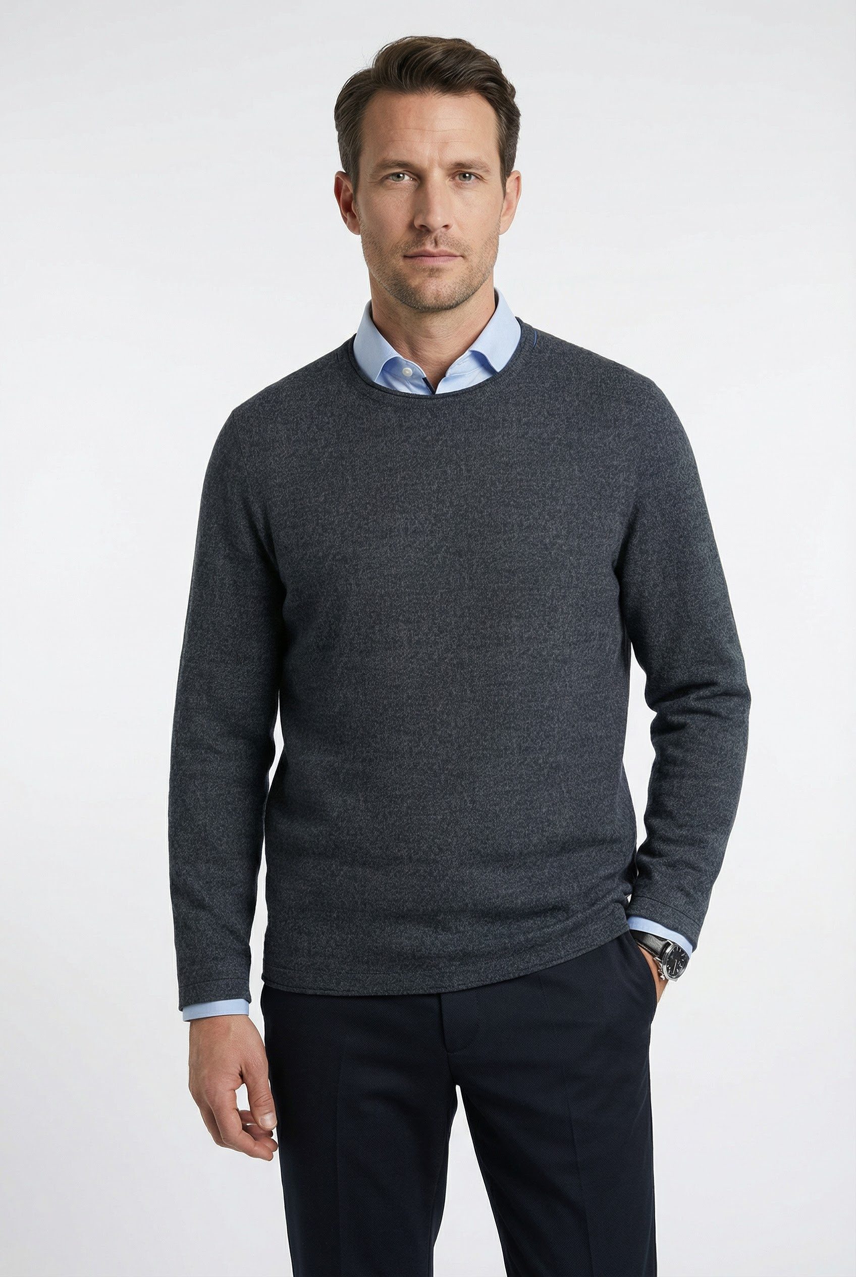 OLYMP Rundhalspullover OLYMP Strick Casual Crew Neck