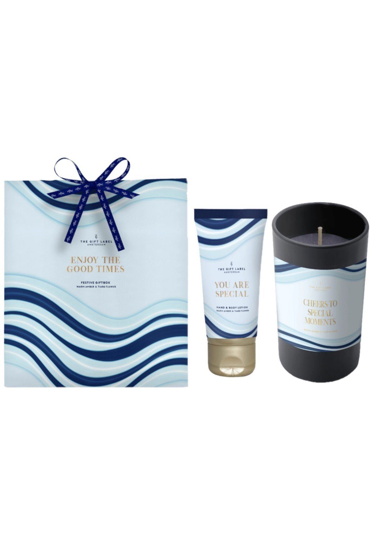 THE GIFT LABEL Hautpflege-Set Enjoy The Good Times - Amber & Tiare Flower, 3-tlg.