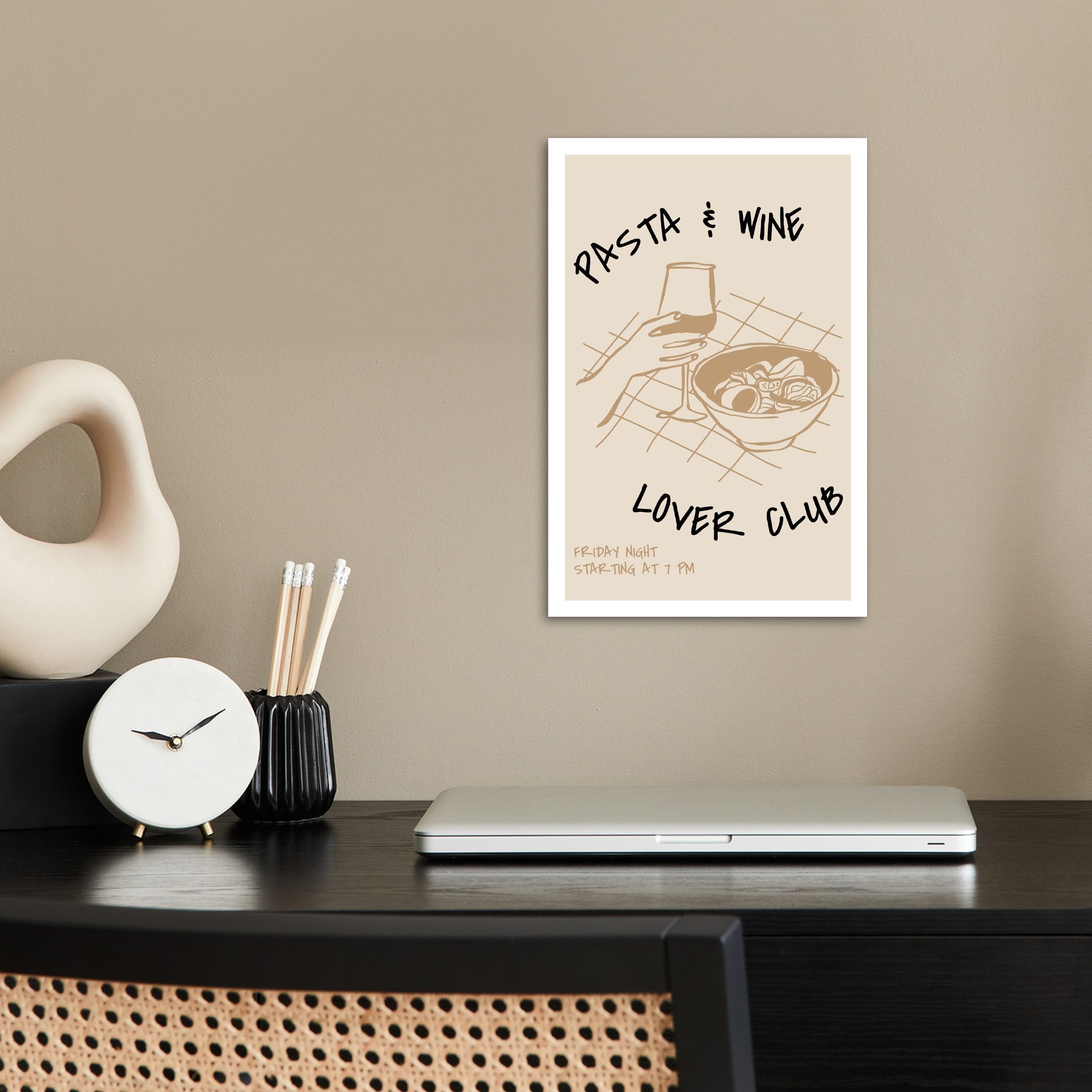 MuchoWow Poster Nudeln - Wein - günstig online kaufen