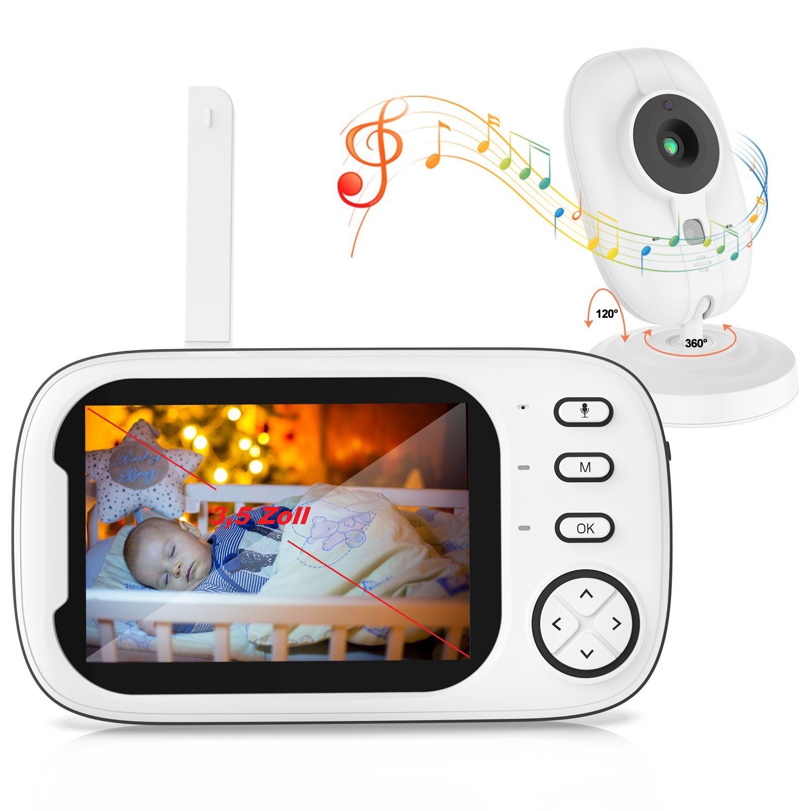 Babyphone Baby Monitor mit Kamera & Display – 3.5" IPS Monitor, Nachtsicht