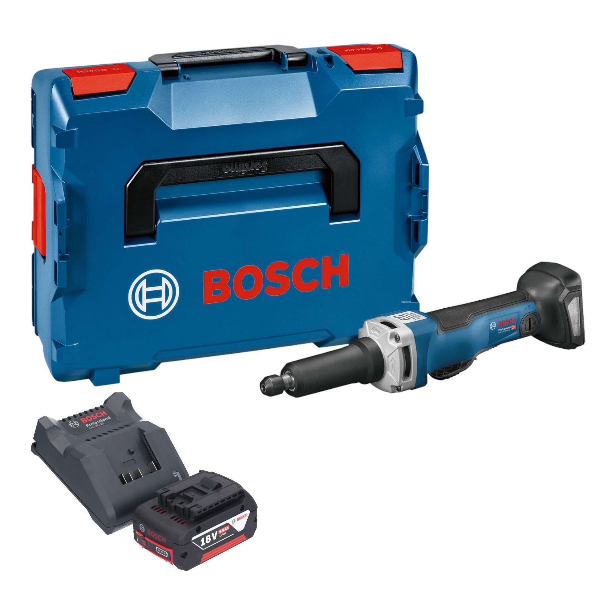 Bosch Professional Akku-Geradschleifer GGS 18V-23 PLC Professional 18 V Brushless + 1x Akku 5,0 Ah