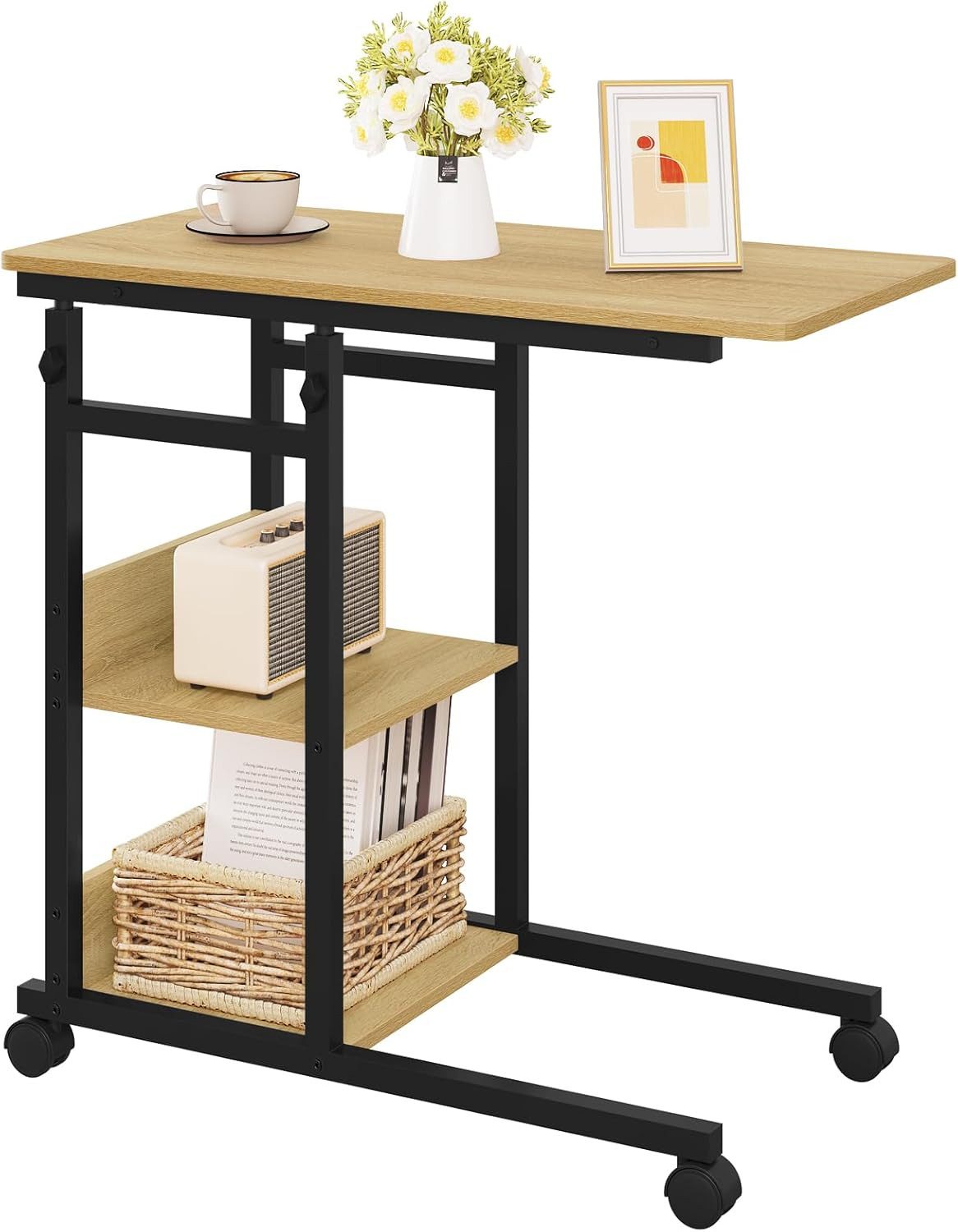 Woltu Beistelltisch, mit Rollen, C-förmig, höhenverstellbar, aus Metall Hol günstig online kaufen