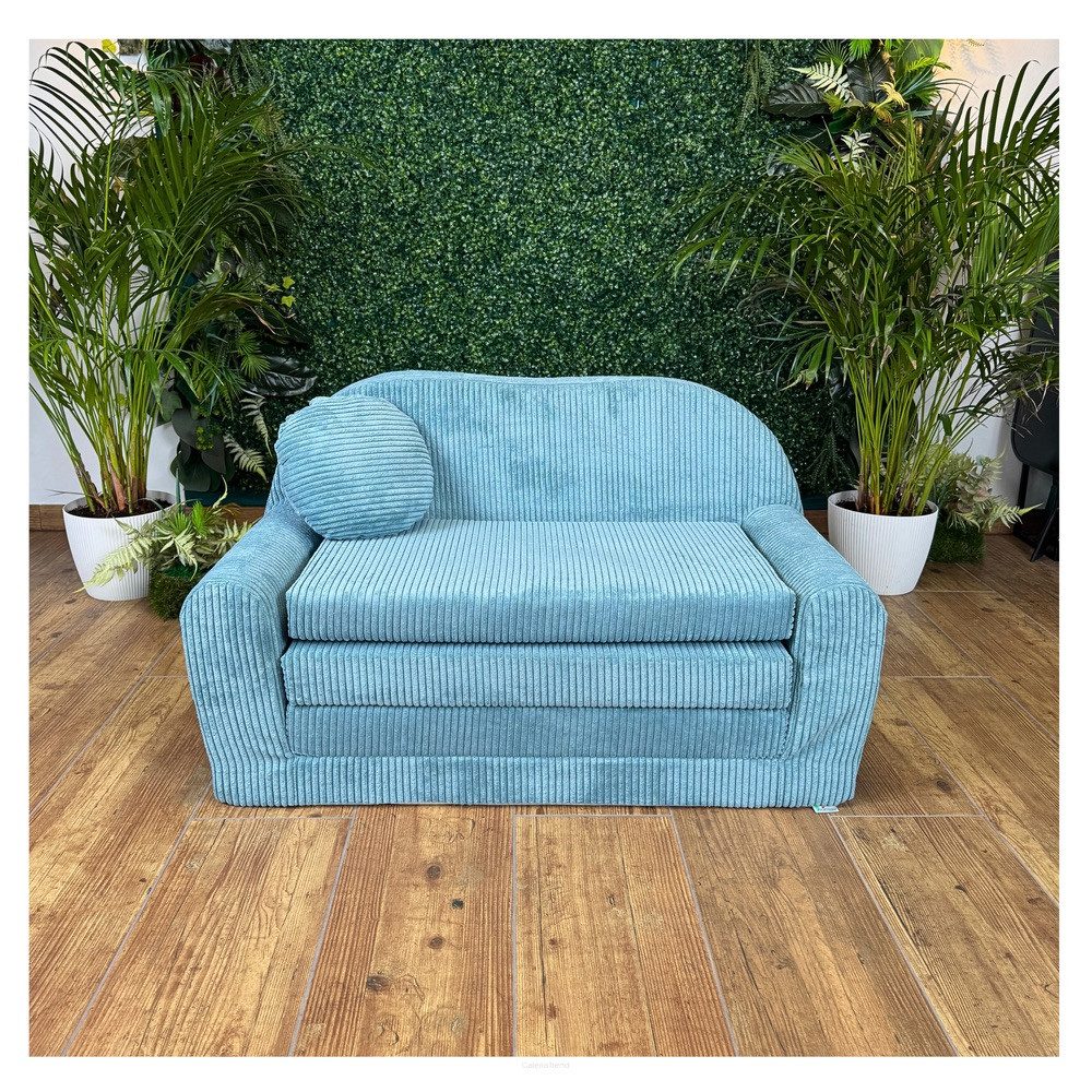 FORTISLINE Kindersofa Kindersofa Rosalia Ausklappbares Sofa aus Cord mit Verlängerung