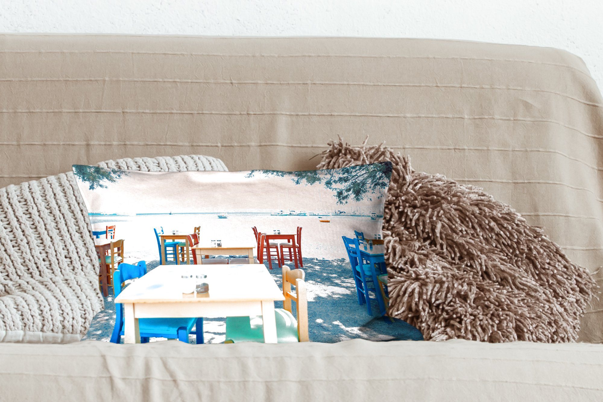 MuchoWow Dekokissen Griechenland, Dekokissen Füllung, - Schlafzimmer - Wohzimmer Kreta Terrasse Dekoration, mit Zierkissen