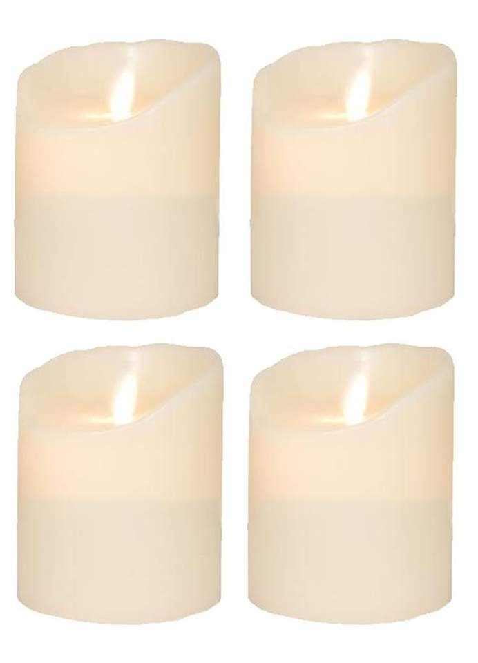 SOMPEX LED-Kerze 4er Set Flame LED Kerzen elfenbein 10cm (Set, 4-tlg., 4  Kerzen, Höhe 10cm, Durchmesser 8cm), integrierter Timer, Echtwachs,  täuschend echtes Kerzenlicht, optimales Set für den Adventskranz,  Fernbedienung separat erhältlich