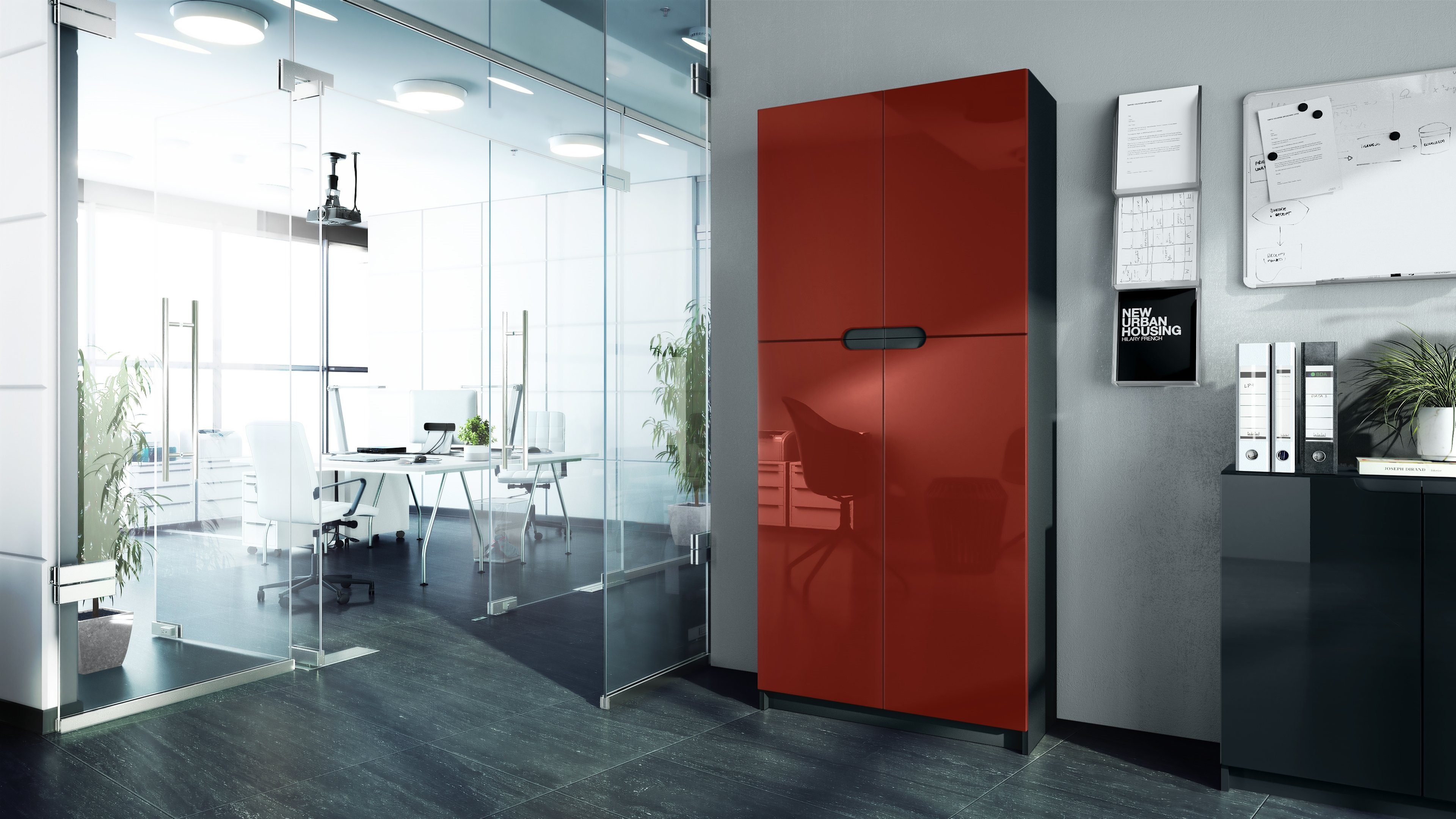 Vladon Aktenschrank Logan (Aktenschrank, mit 5 Fächern und 4 Türen) Schwarz günstig online kaufen