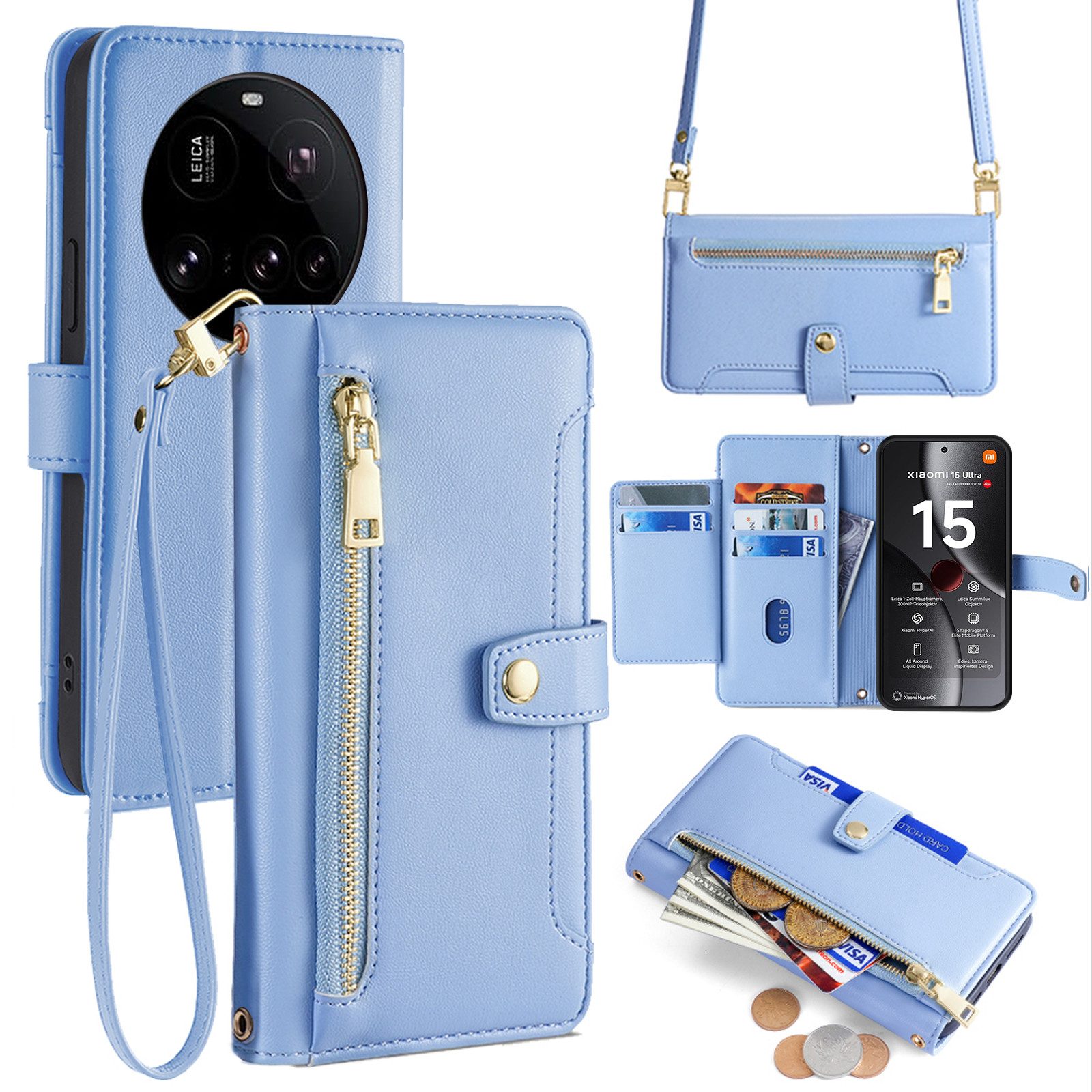 betterfon Handykette für Xiaomi Hülle mit Band PU Leder Umhängetasche, Umhängetasche, Hände frei, Silikonhülle & Schnur für Alltag