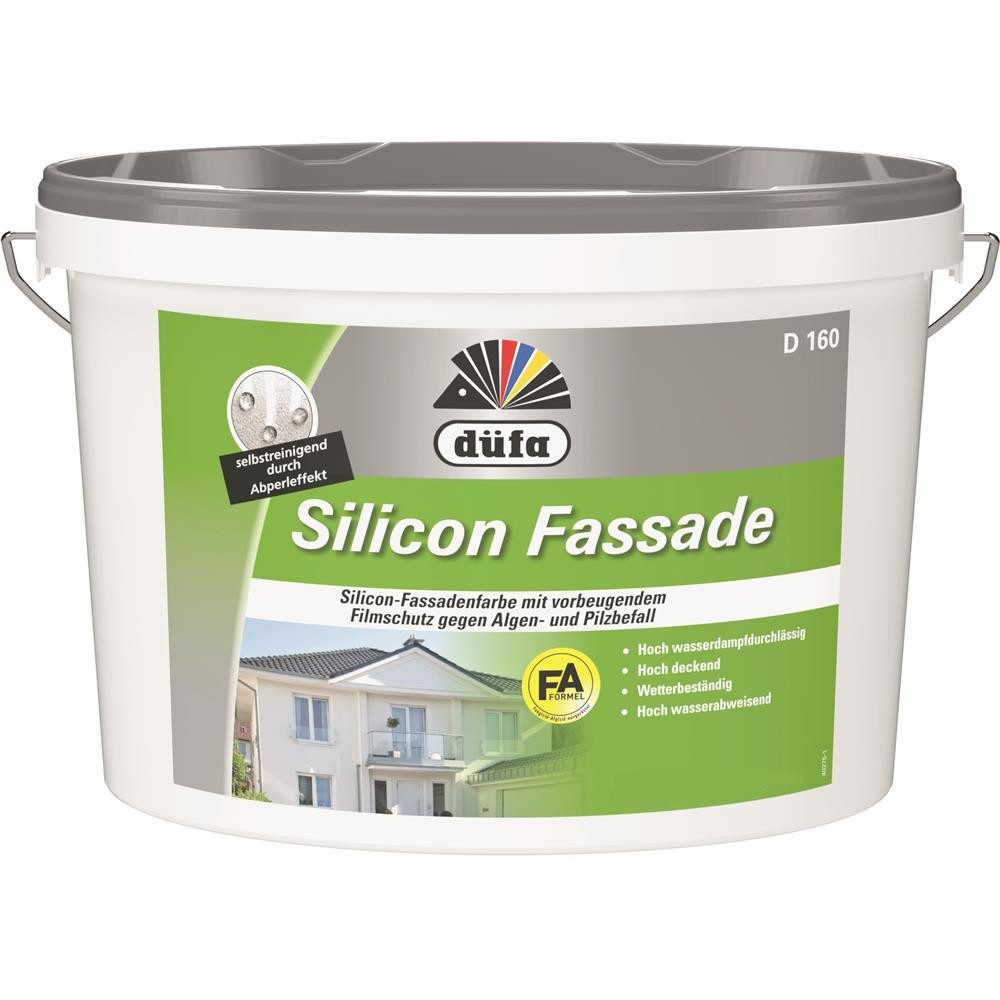 düfa Fassadenfarbe D160 Silicon Fassade 2,5L siloxanverstärkte Farbe weiß matt, hochwertige, wetterbeständige Beschichtung