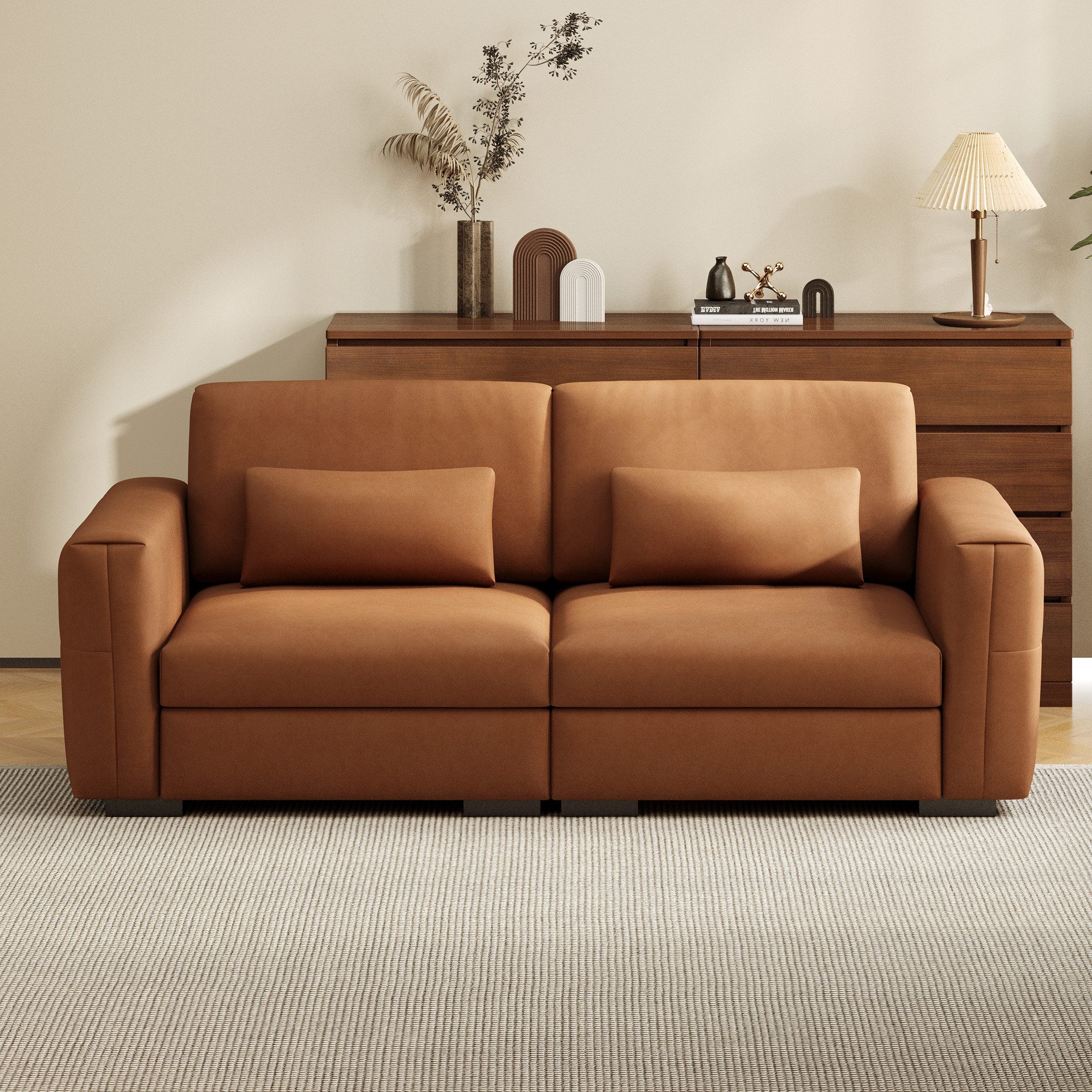 oleyluckidea Big-Sofa 3-Sitzer, Lederoptik, weich gepolstert, mit Armlehnen günstig online kaufen