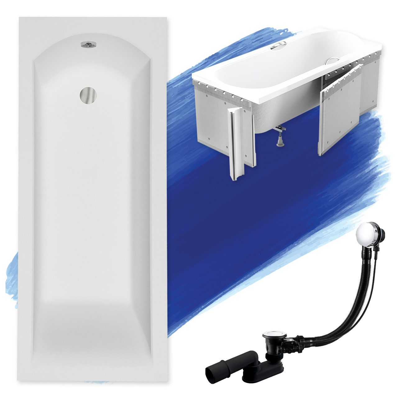KOLMAN Badewanne Rechteck Shea 170x70, Ablaufgarnitur günstig online kaufen