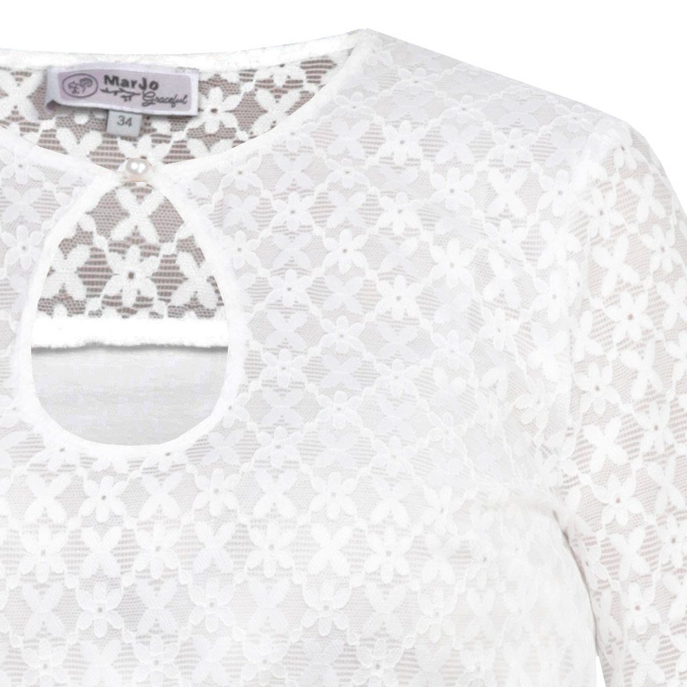 MarJo Dirndlbluse 'Gisela-Anna' Halbarm Lochausschnitt, Offwhite günstig online kaufen