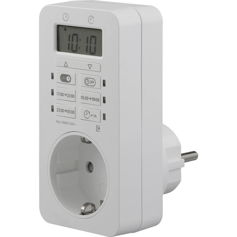 Sygonix Zeitschaltuhr Steckdosen-Zeitschaltuhr digital Tagesprogramm 3680 W Dauerbetrieb, Dauerbetrieb, Countdown-Funktion, Timer-Funktion