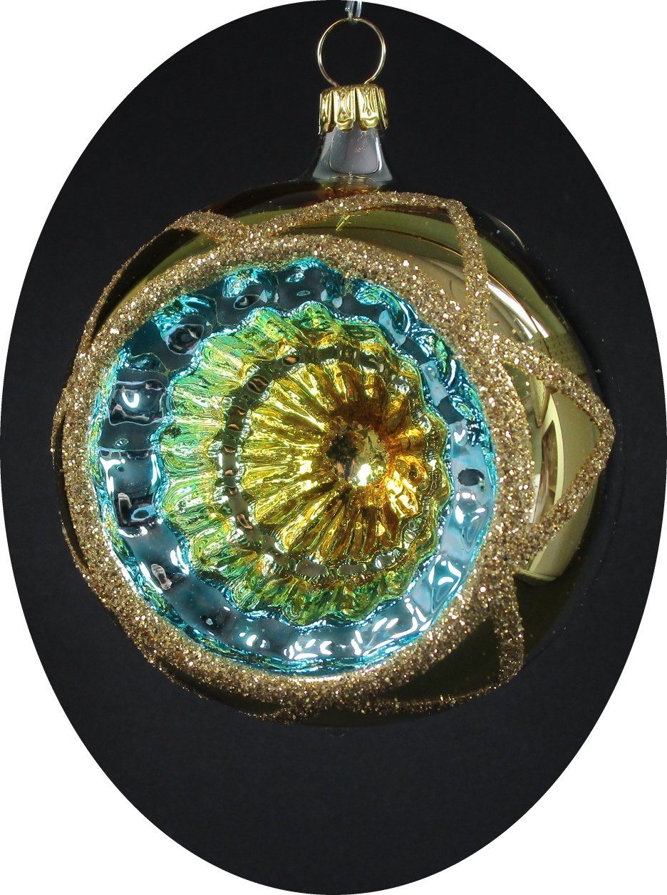 Nostalgie Christbaumschmuck Thüringen Christbaumschmuck Reflexkugeln 8cm, silbern, gold/bunt (6-tlg), Reflexkugeln 8cm, silbern, gold/bunt