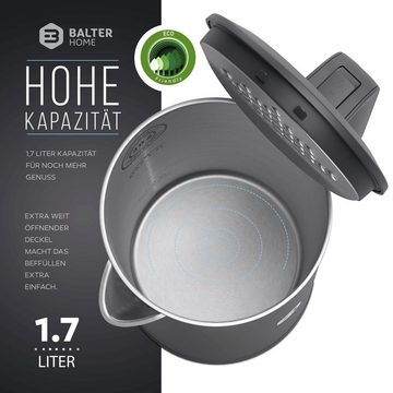 Balter Wasserkocher WK-4, Edelstahl, 1,7 Liter, Doppelwand Design, BPA frei, LED, grau