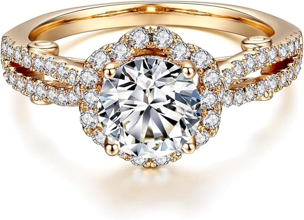 Jumpeak Diamantring RingDamen Gold,ring Gold Damen 585 Echtgold,LabGrown Damant Ring, Valentinstagsgeschenk für sie,ein Geschenk für Frauen,mit einem1-Karat