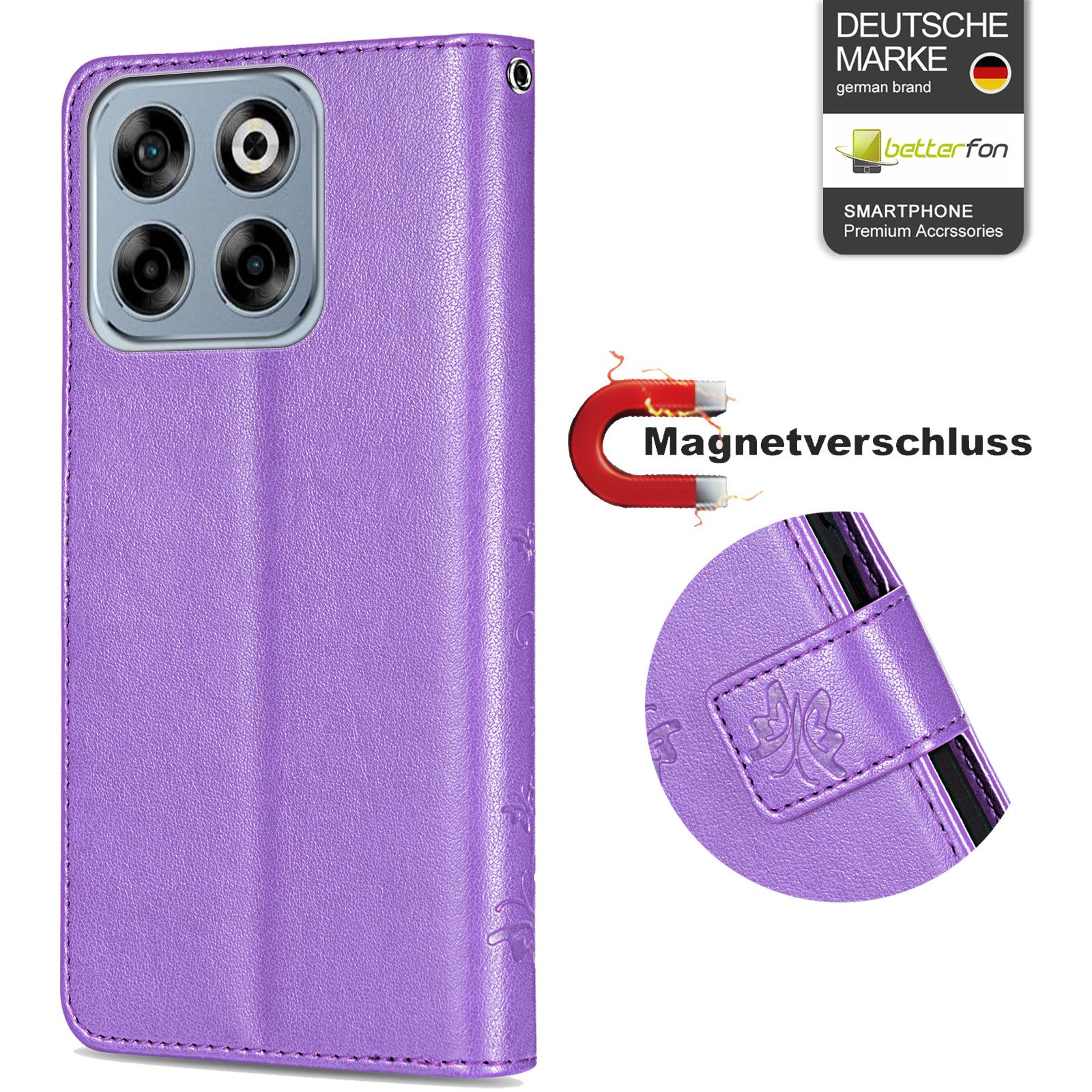 betterfon Handyhülle Handytasche für ZTE Blade V70 Klapphülle mit Kartenfächern, Bookstyle-Hülle mit Magnetverschluss, Smartstand & Kunstleder – Bild 3 von 5