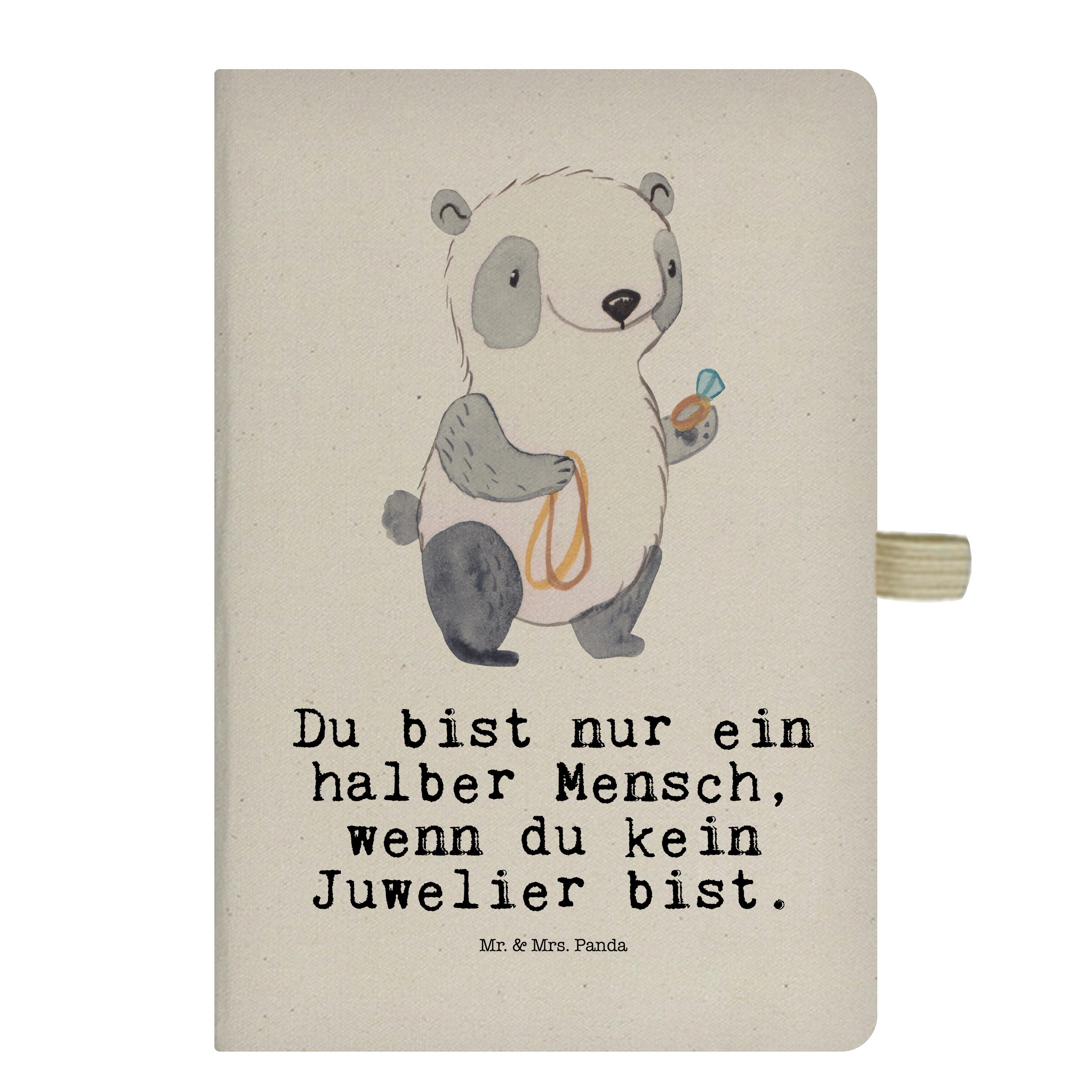 Mr. & Mrs. Panda Notizbuch Juwelier mit Herz - Transparent - Geschenk, Eintragebuch, Goldschmuck Mr. & Mrs. Panda