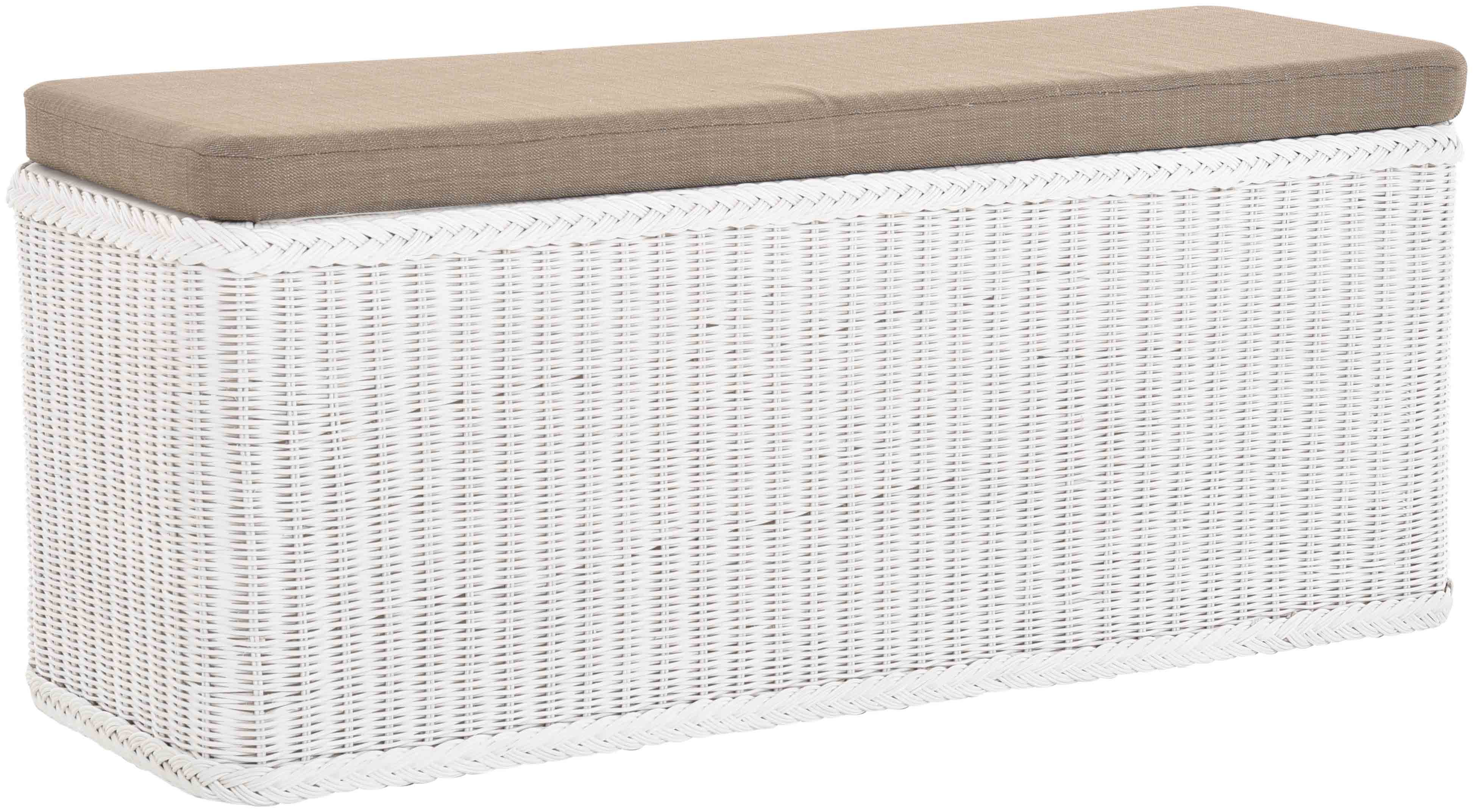 Krines Home Sitztruhe Breiter Rattan Wäschekorb 115cm mit Deckel Wäschetruhe XXL Sitzbank, schmal Flur Bank Sitzhocker Wäschesammler Sitz-Truhe Natur Rechteckig