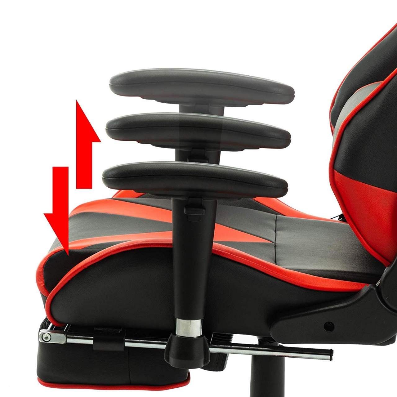 Woltu Gaming-Stuhl (1 St), Armlehne verstellbar, Kunstleder, rot höhenverstellbar