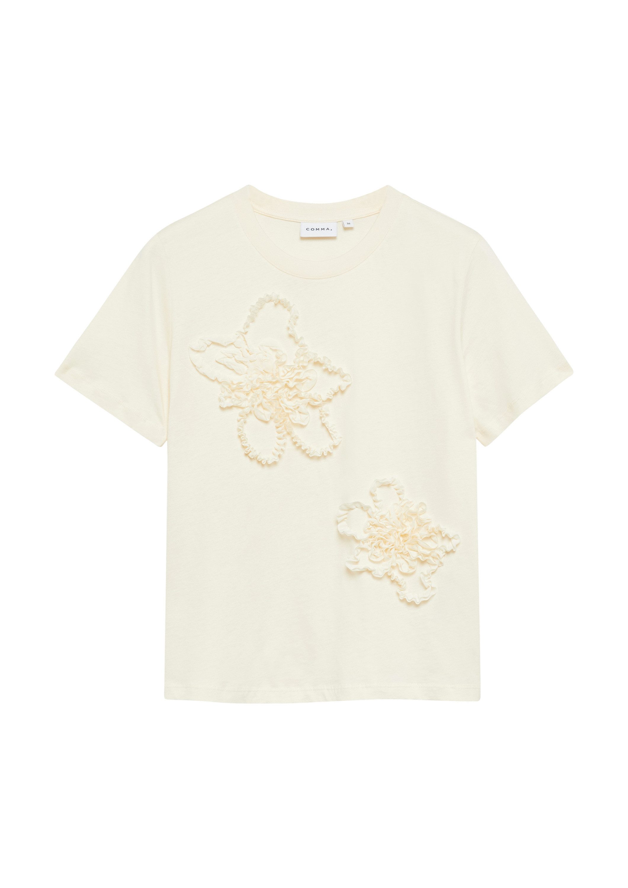 comma Kurzarmshirt T-Shirt T-Shirt mit Blumenapplikationen günstig online kaufen