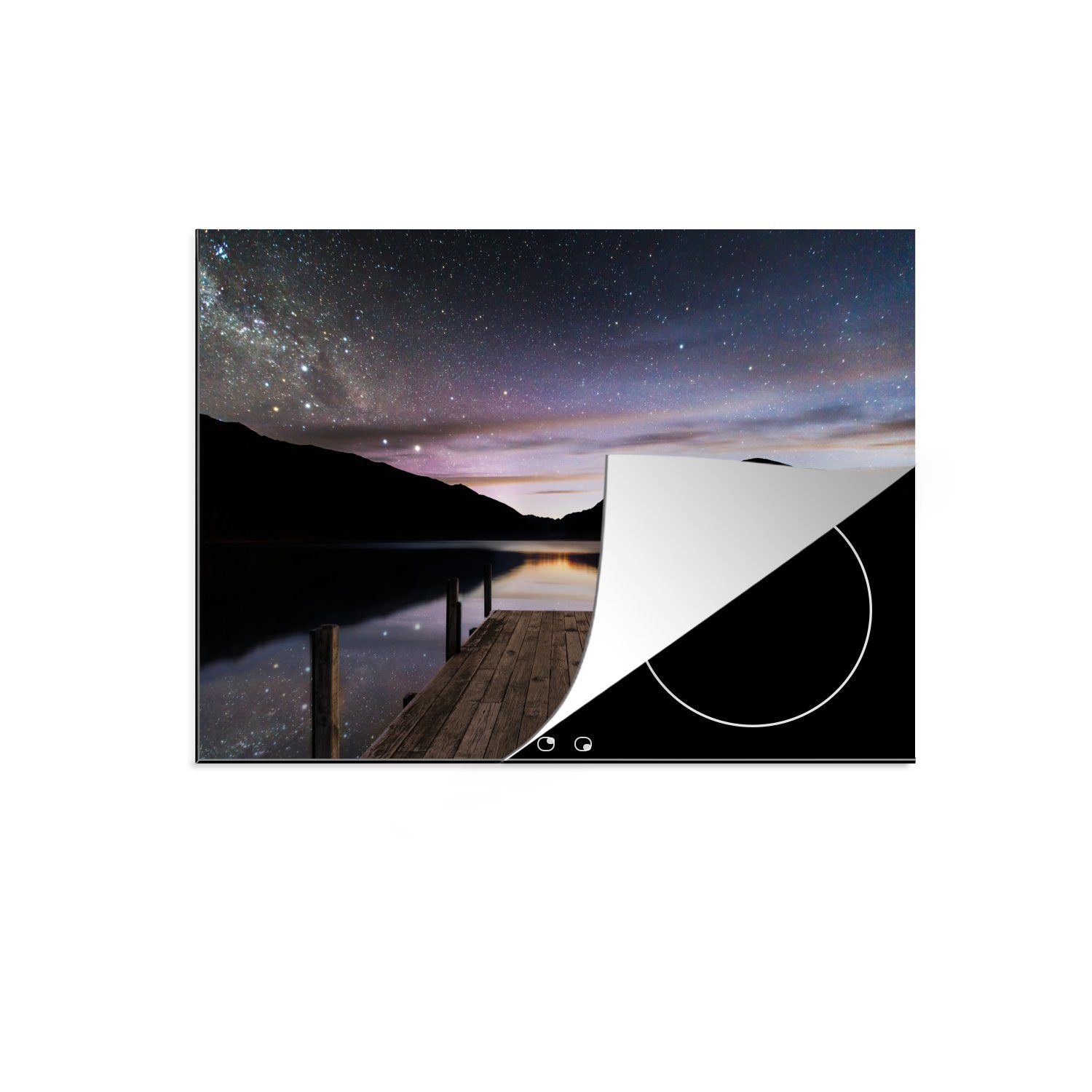 MuchoWow Herdblende-/Abdeckplatte Sterne über dem Nelson Lakes National Park in Neuseeland, Vinyl, (1 tlg), 71x52 cm, Induktionskochfeld Schutz für die küche, Ceranfeldabdeckung