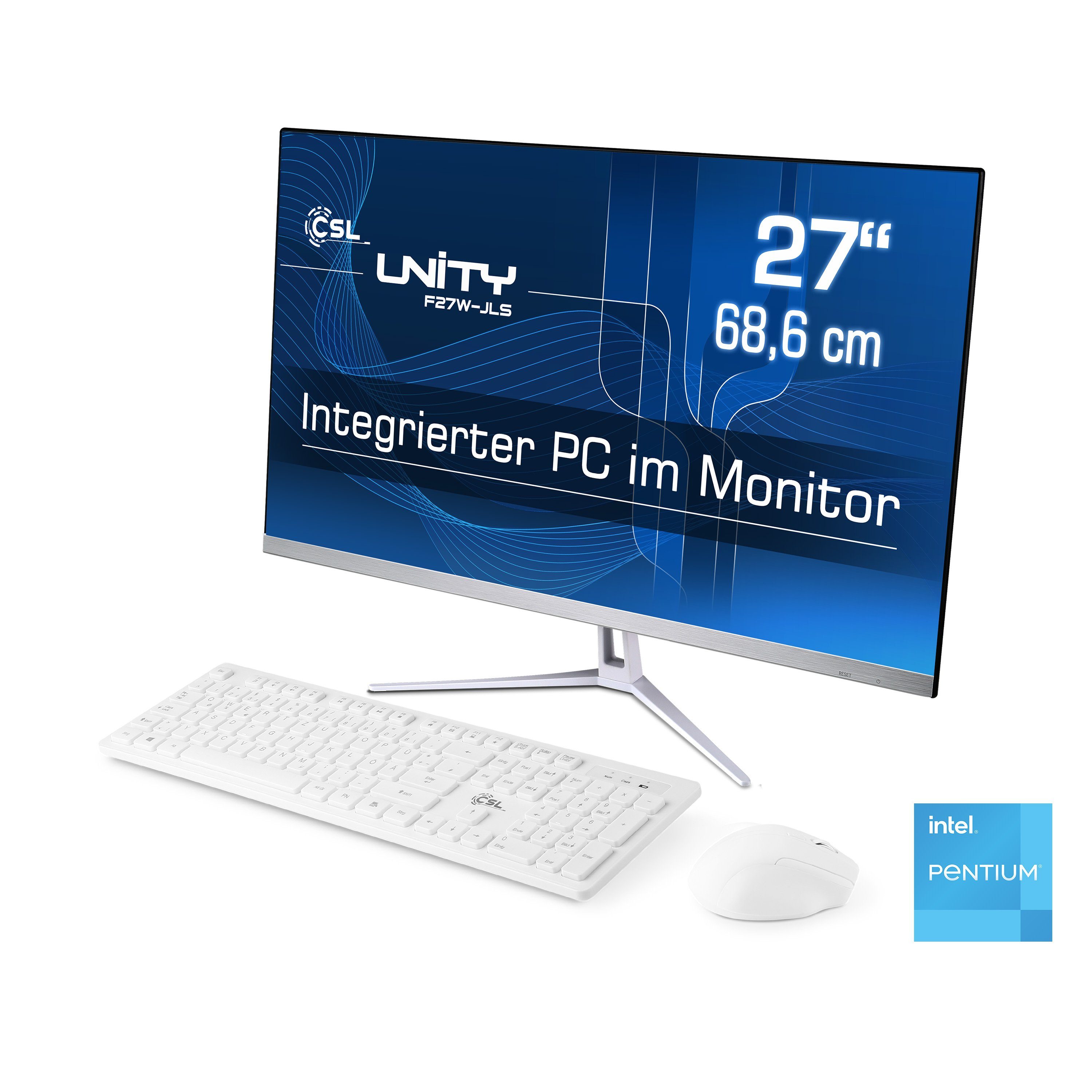 CSL Unity F27-JLS Pentium All-in-One PC (27 Zoll, Intel® Pentium N6000, Intel UHD Graphics, 8 GB RAM, 512 GB SSD, passiver CPU-Kühler)