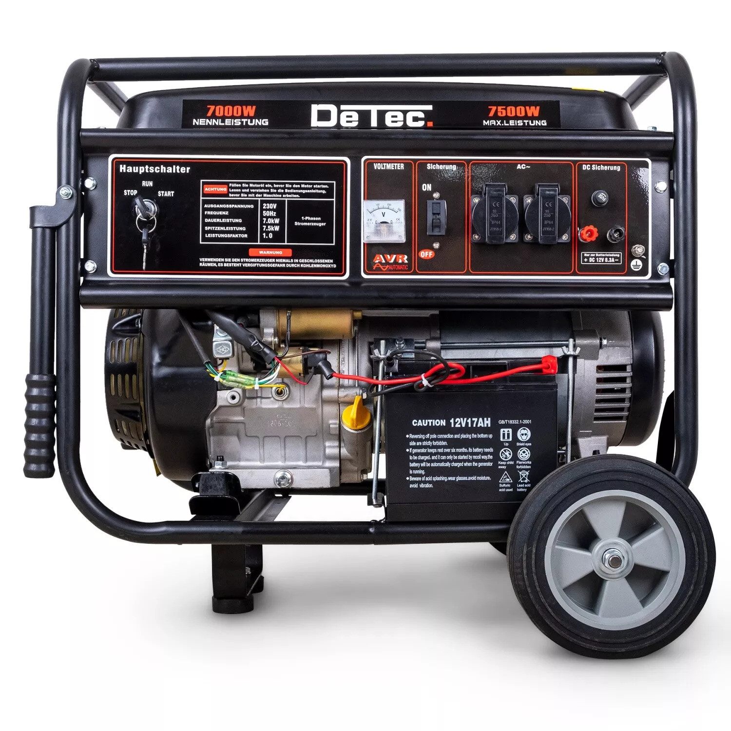 DeTec. Генераторы 7 kW Benzin Stromgenerator DT-LB7500E-1 18 PS Motor 230V 1-Phase, 7,50 in kW