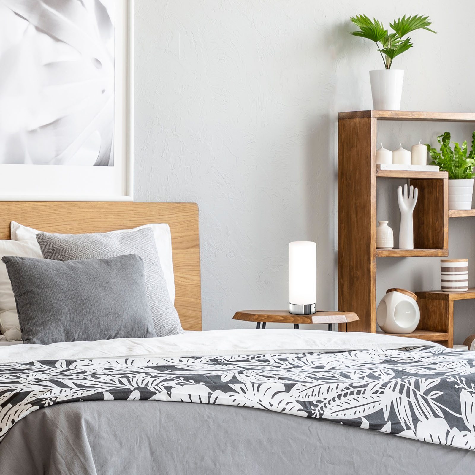 B.K.Licht Tischleuchte LED Tischlampe Touchfunktion E14 Nachttischlampe Schlafzimmer Flur, ohne Leuchtmittel, Abhängig vom Leuchtmittel - Warmweiß / Neutralweiß / Kaltweiß, Schlafzimmer Berührungssensor Stufen-dimmbar ohne Leuchtmittel