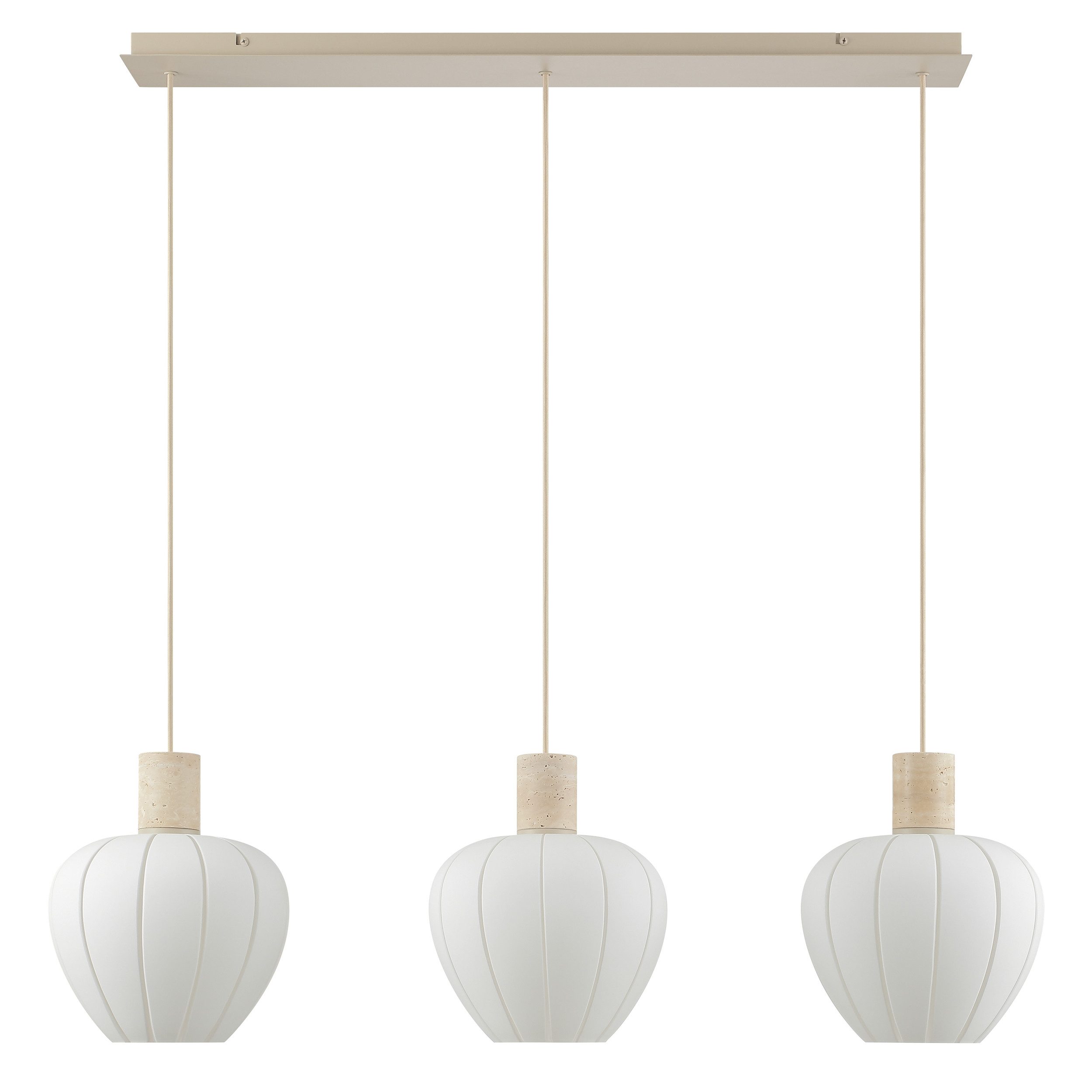 lumiCouture Annie, ohne Leuchtmittel, 100 x 23,5 x 150 cm, E27, Glas/Travertin Stein, weiß beige, kürzbar