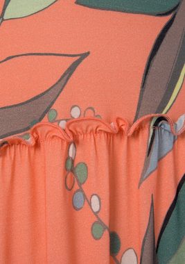 s.Oliver Jerseykleid mit Alloverdruck und geknoteten Trägern, kurzes Sommerkleid