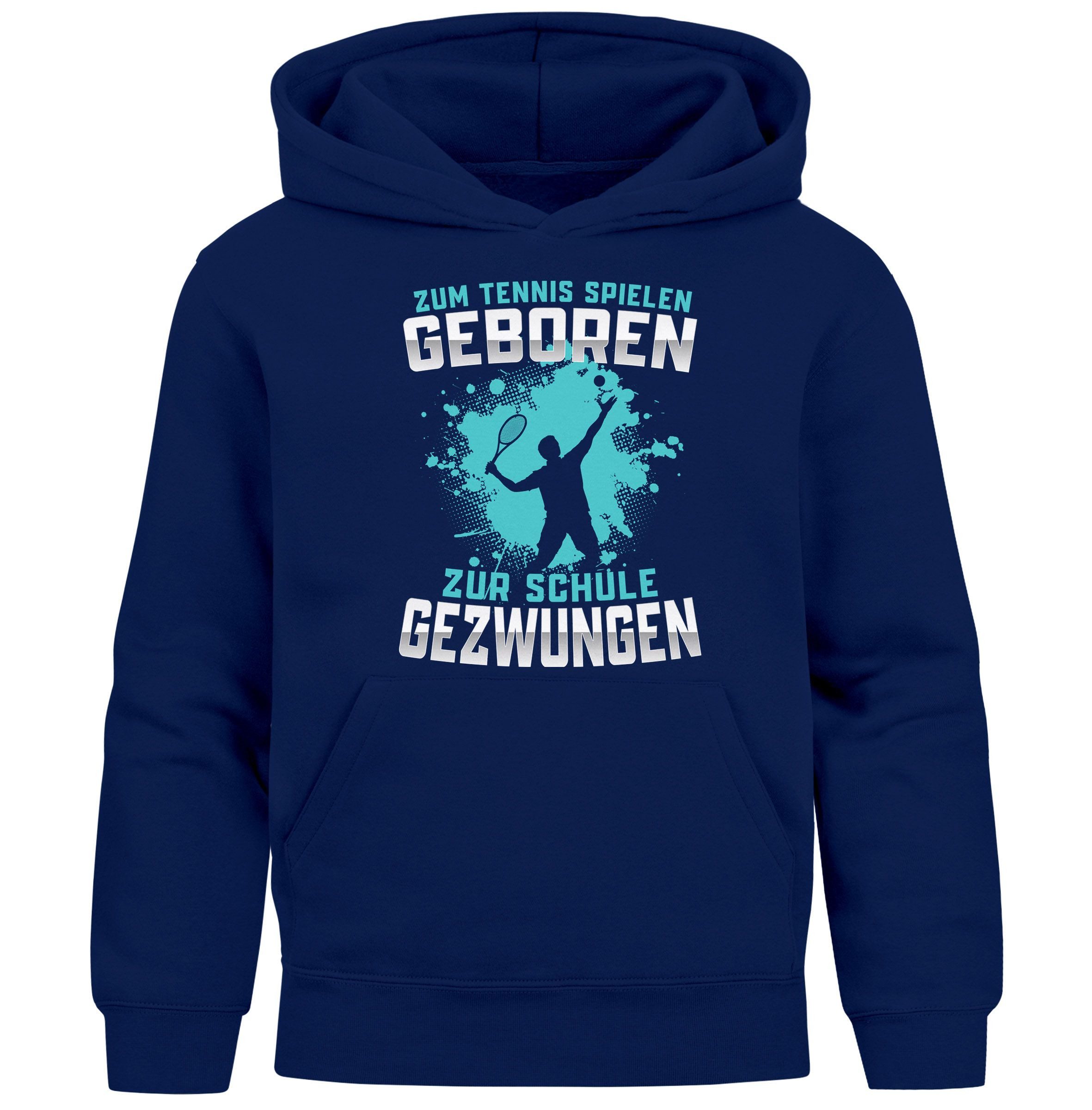 MoonWorks Hoodie Kinder Hoodie Jungen Tennis Sport Hobby Spruch Zur Schule gezwungen