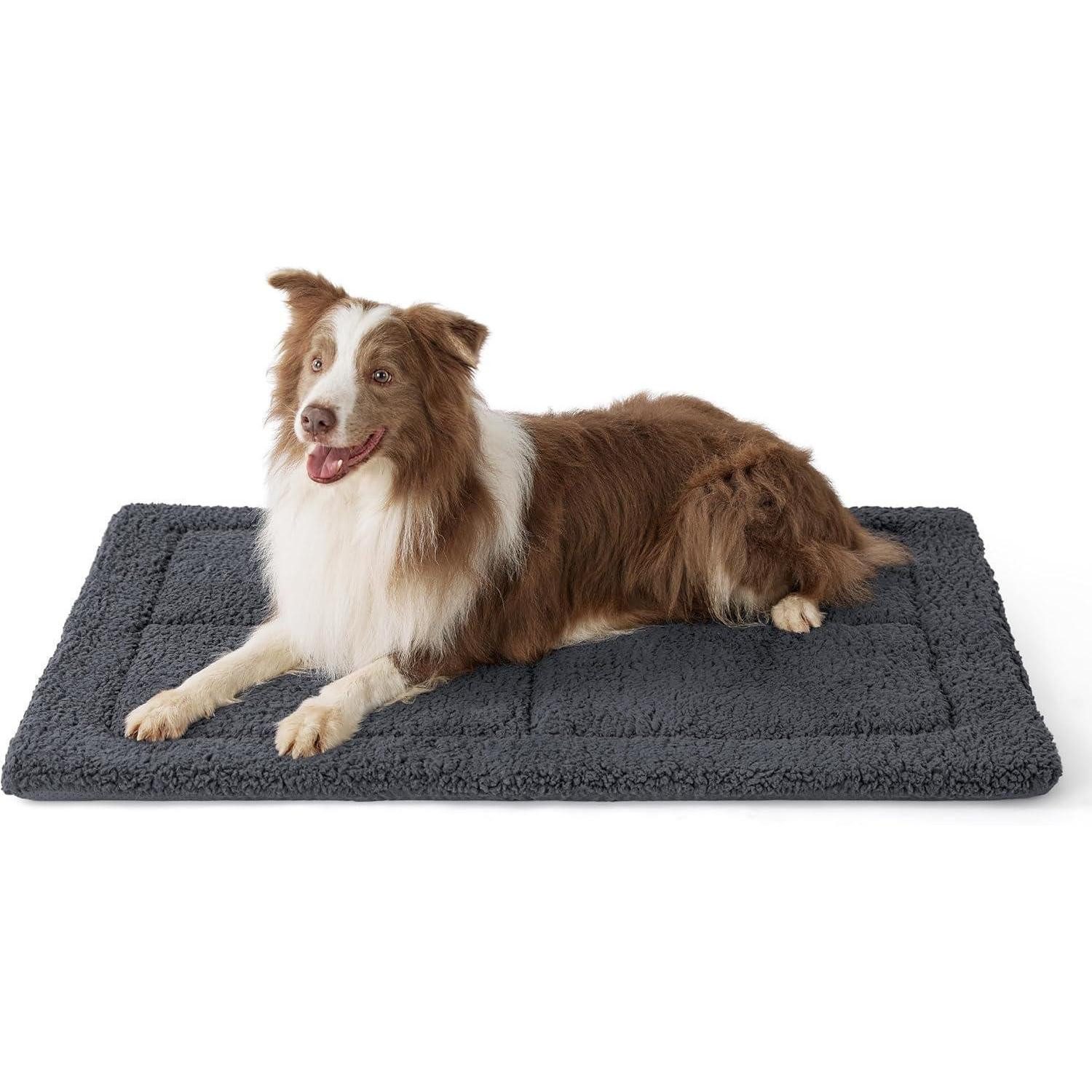 Hundematte Hundematte waschbar Sherpa Plüsch Schaumstoff 104 x 69 cm Dunkelgrau