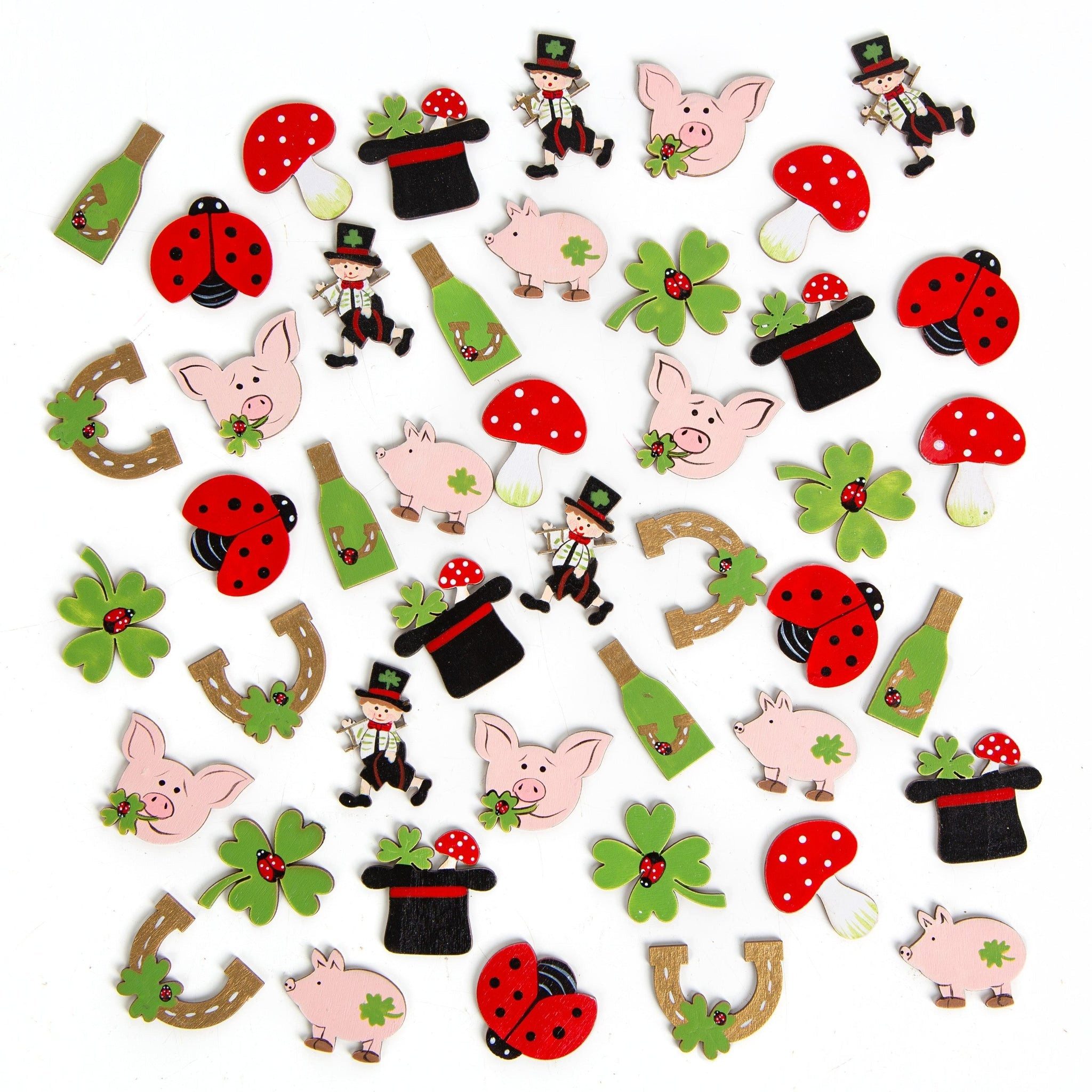 Logbuch-Verlag Dekofigur Glücksbringer Set 45 TLG. Silvester Party Streudeko 4,5 cm