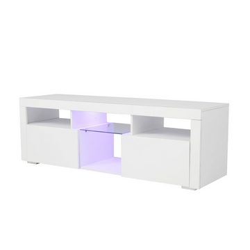 XDOVET TV-Schrank Vielseitige 140cm Großes Hochglanz TV board mit LED-Beleuchtung