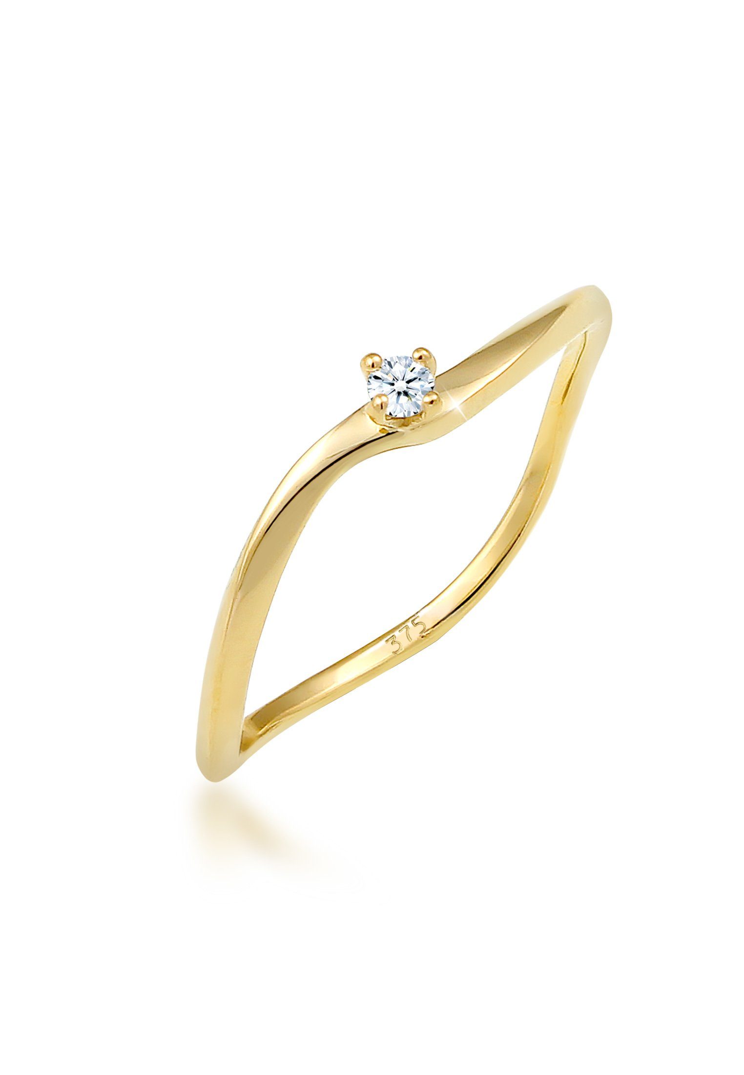 Elli DIAMONDS Verlobungsring Verlobung Welle Diamant (0.03 ct) 375 Gelbgold günstig online kaufen