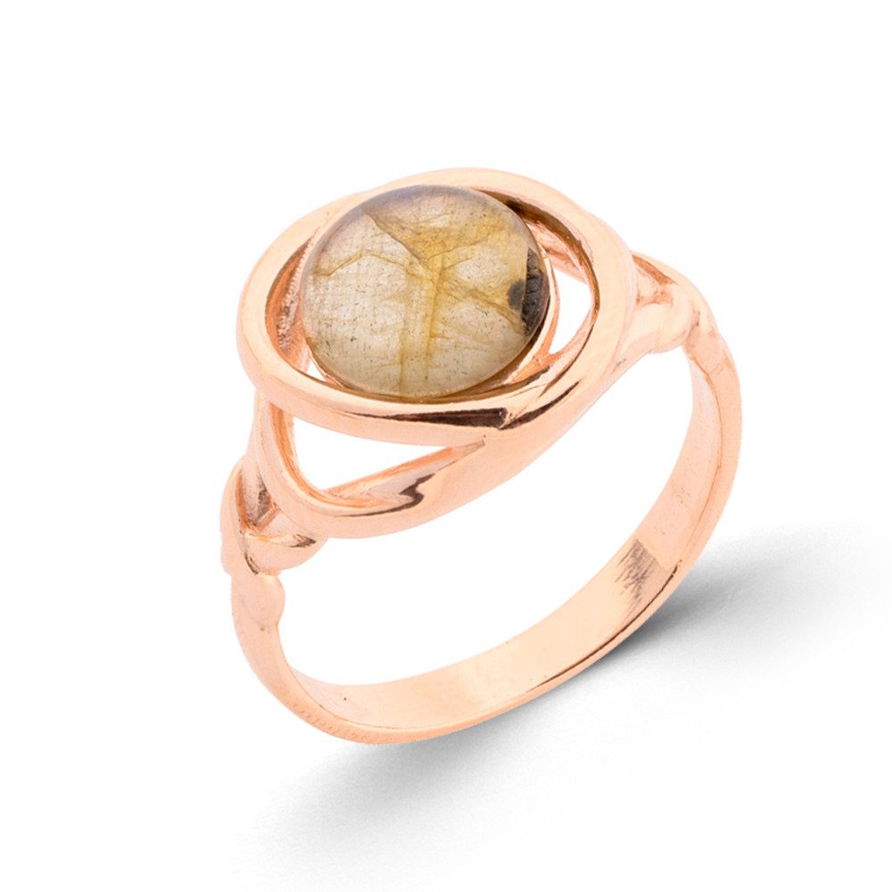 S&A Jewellery Design Silberring Damenring aus 925 Silber mit Labradorit (Set, 1-tlg), rosévergoldet 925 Sterling Silber Silberschmuck für Damen