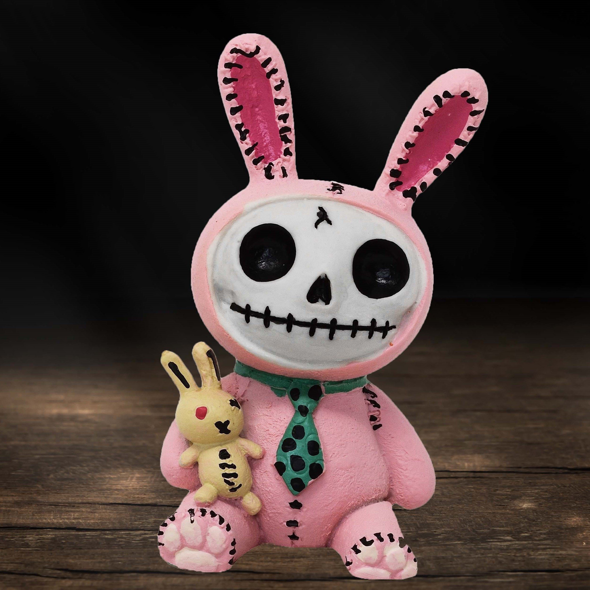 MystiCalls Sammelfigur Furrybones - Pink Bun Bun Totenkopf Furry Gothic Skull (1 St), Sammelfigur, Sammlerfigur, Designerfigur, Dekofigur, Dekorationsobjekt