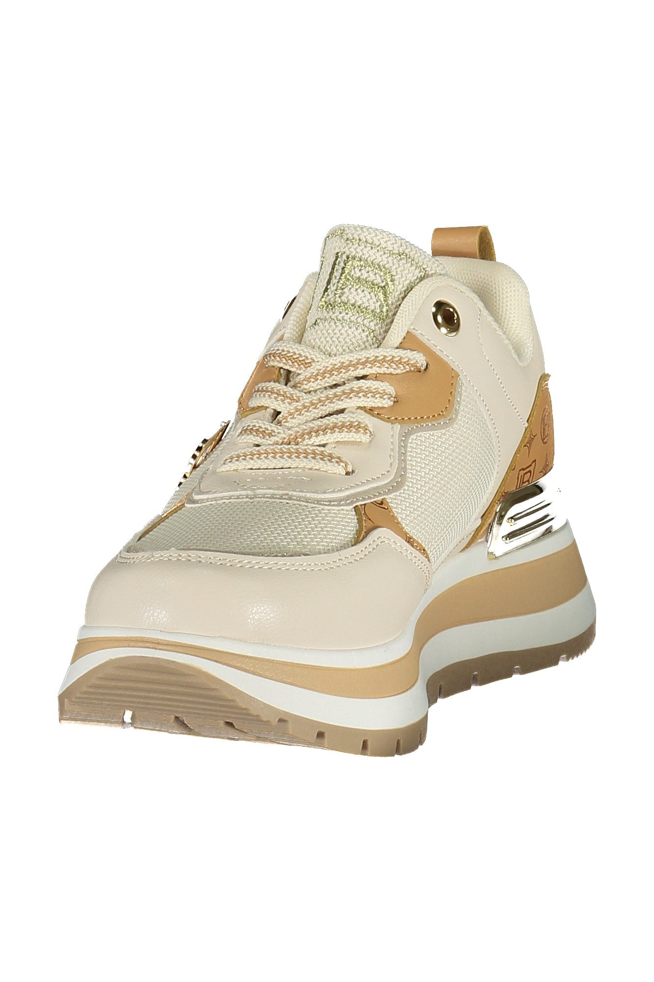 Laura Biagiotti Sneaker Elegante Damensportschuhe Beige mit Gold-Details