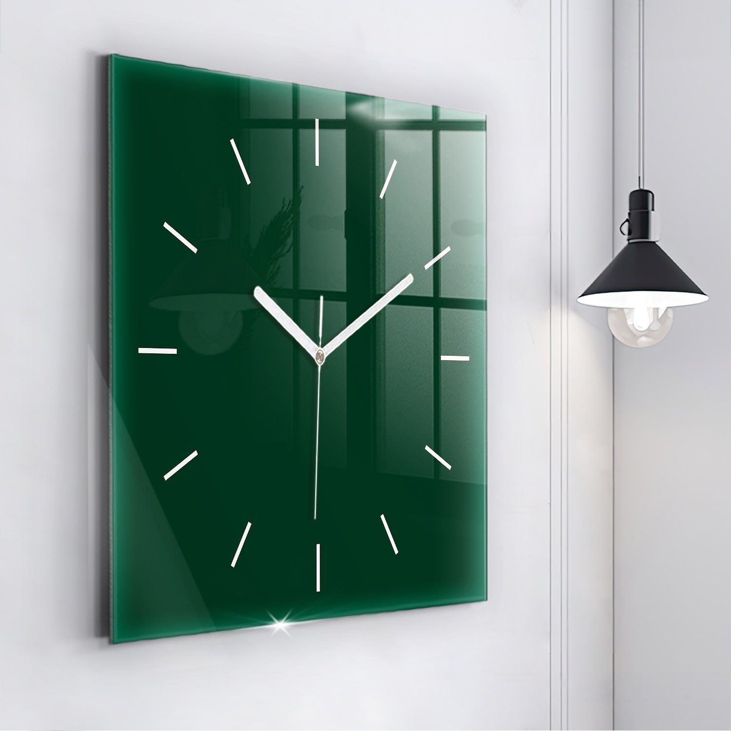 Tulup Wanduhr Wanduhr Modernistische Glaswanduhr 60x60cm Uhr aus gehärtetem Glas