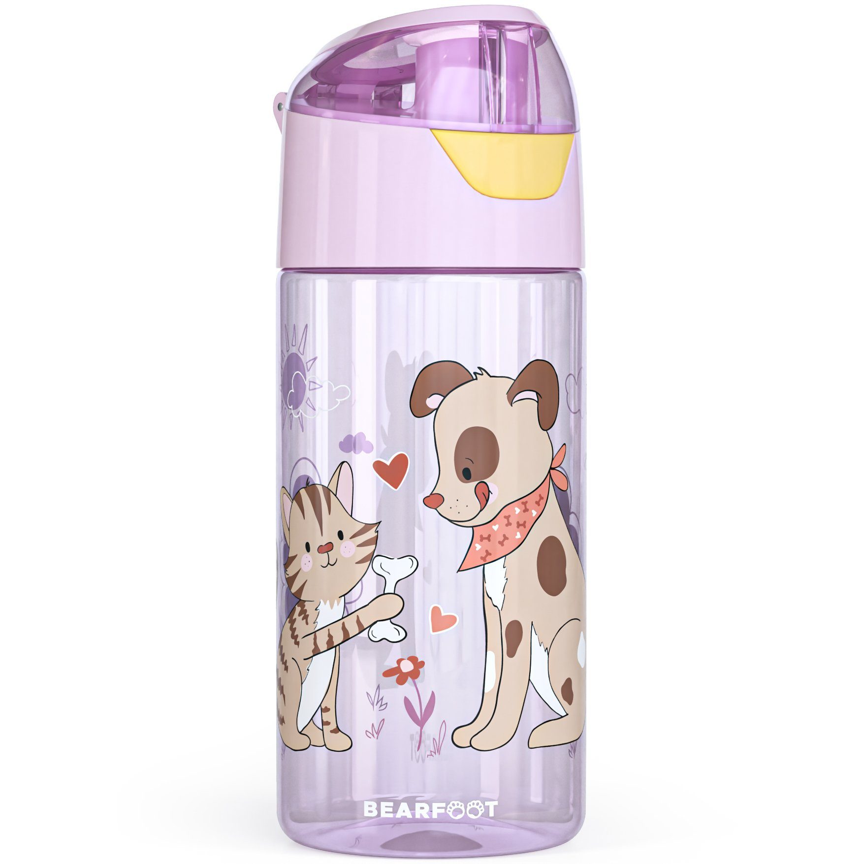 Trinkflasche Trinkflasche Kinder leichte Wasserflasche - Hund & Katze pink