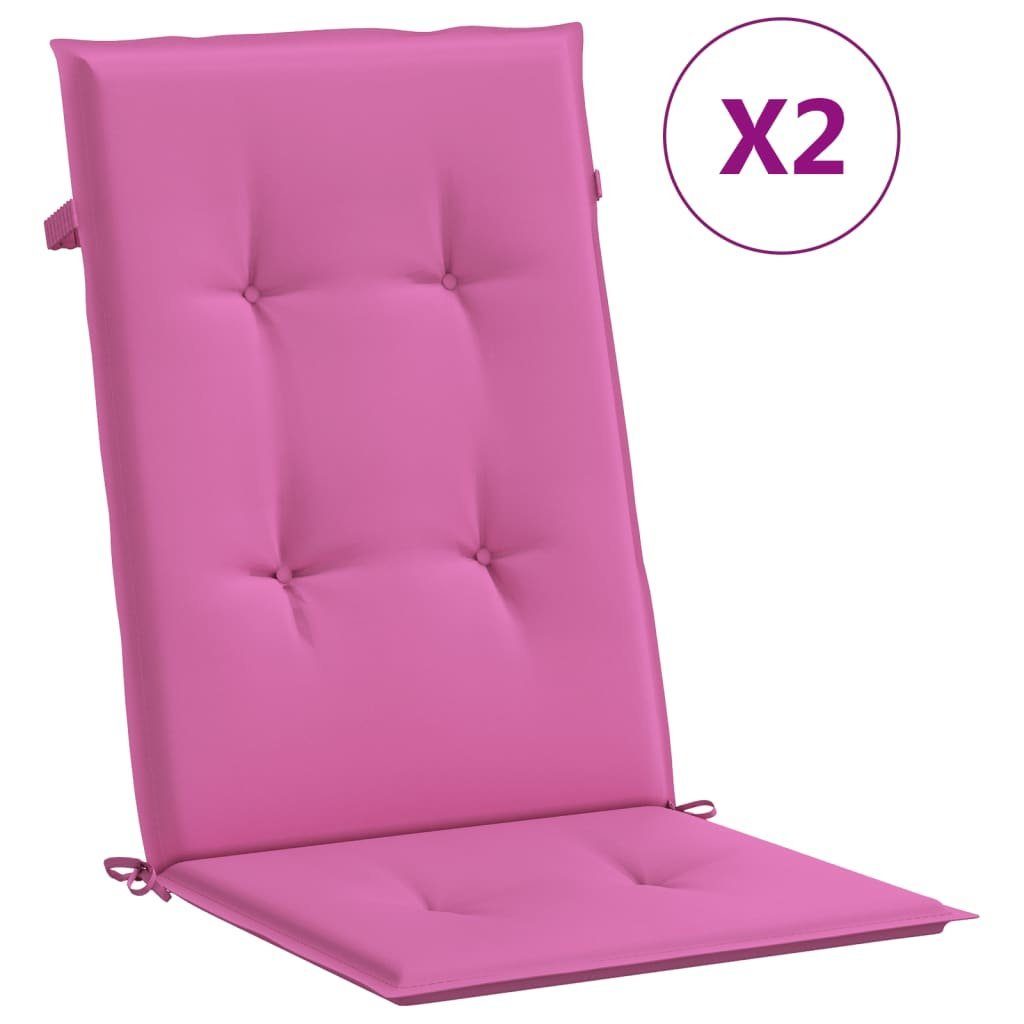 vidaXL Sitzauflage Gartenstuhlauflagen für Hochlehner 2 Stk. Rosa 120x50x3cm Stoff, (2 St)
