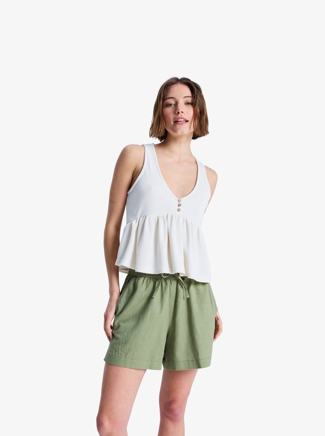 Roxy Shorts LEKEITIO BREAK MID aus Leinen und Viskose, leichtes Obermaterial