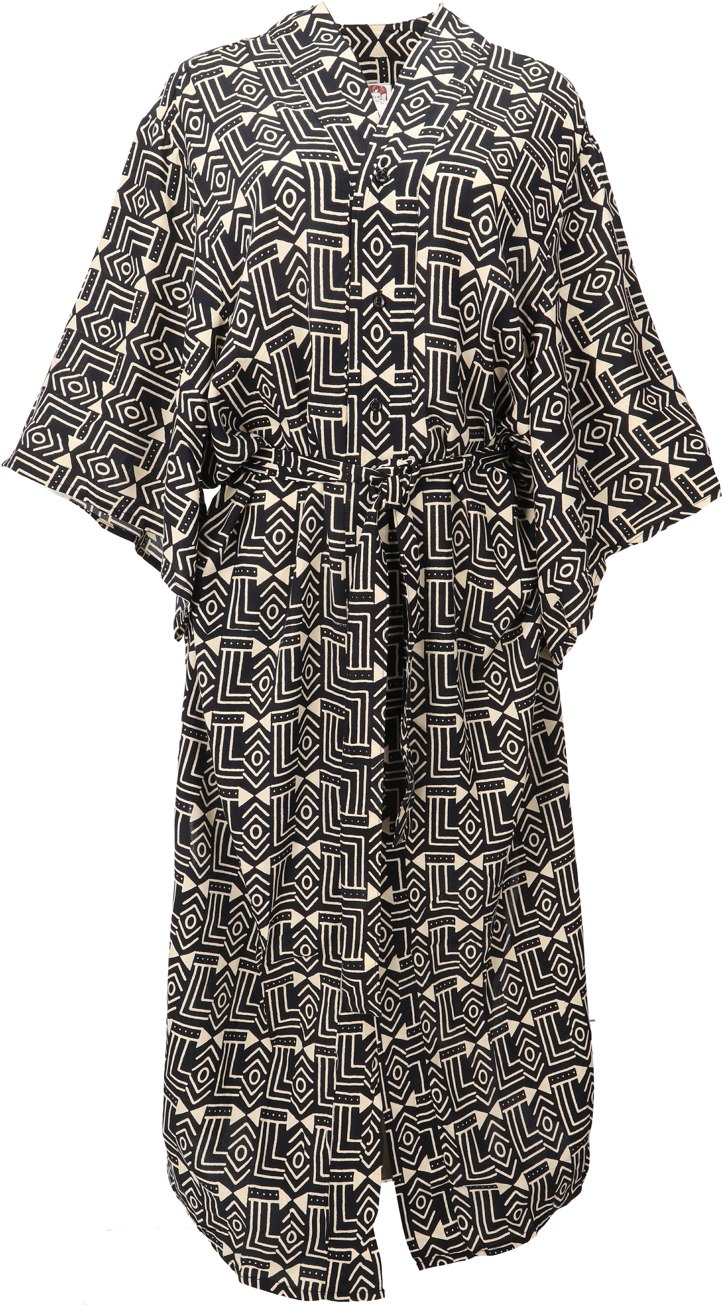 Guru-Shop Midikleid Langes Boho Sommerkleid mit African Print,.. alternative Bekleidung