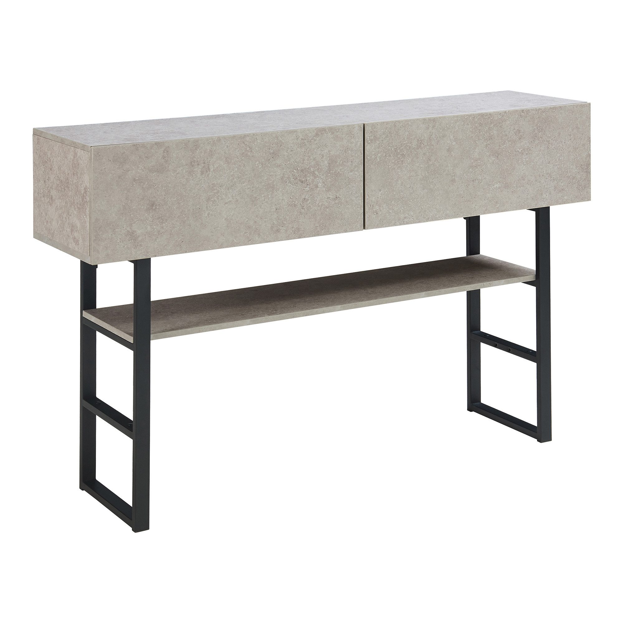 en.casa Konsolentisch, »Varberg« mit 2 Schubladen 75 x 120 x 30 cm Betonopt günstig online kaufen