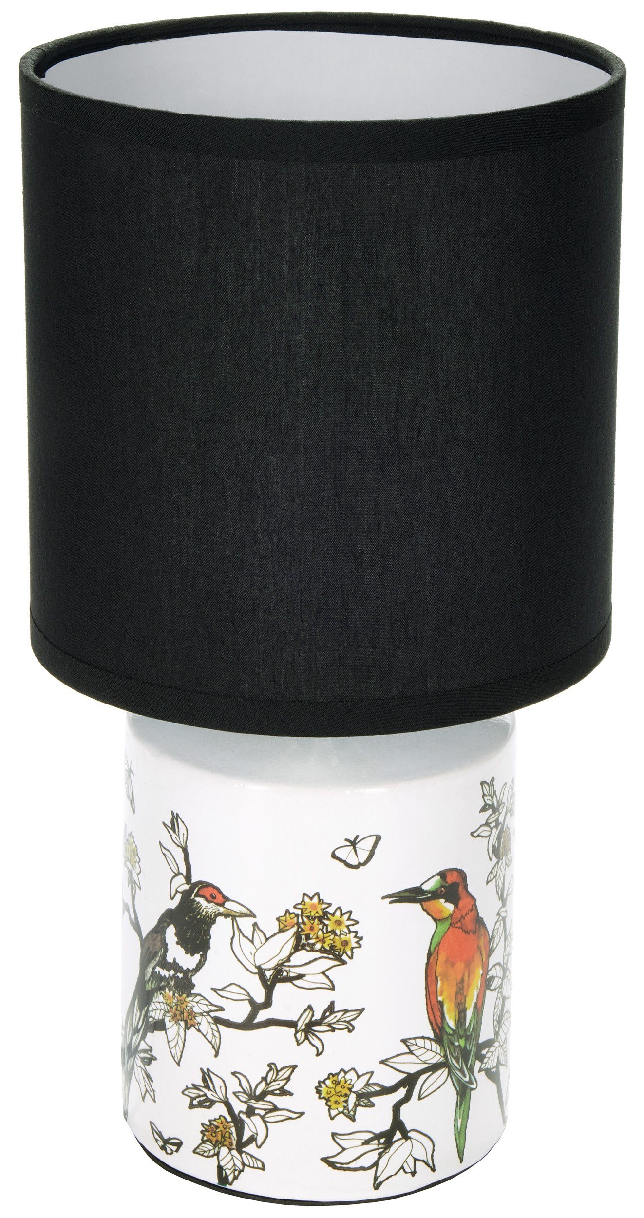 BRUBAKER Nachttischlampe Tischlampe Vogel Design Asiatisch - 1x oder 2er Set - Schirm Schwarz, ohne Leuchtmittel, Designer Lampen mit Keramikfuß, Höhe ca. 30 cm – Bild 4 von 5