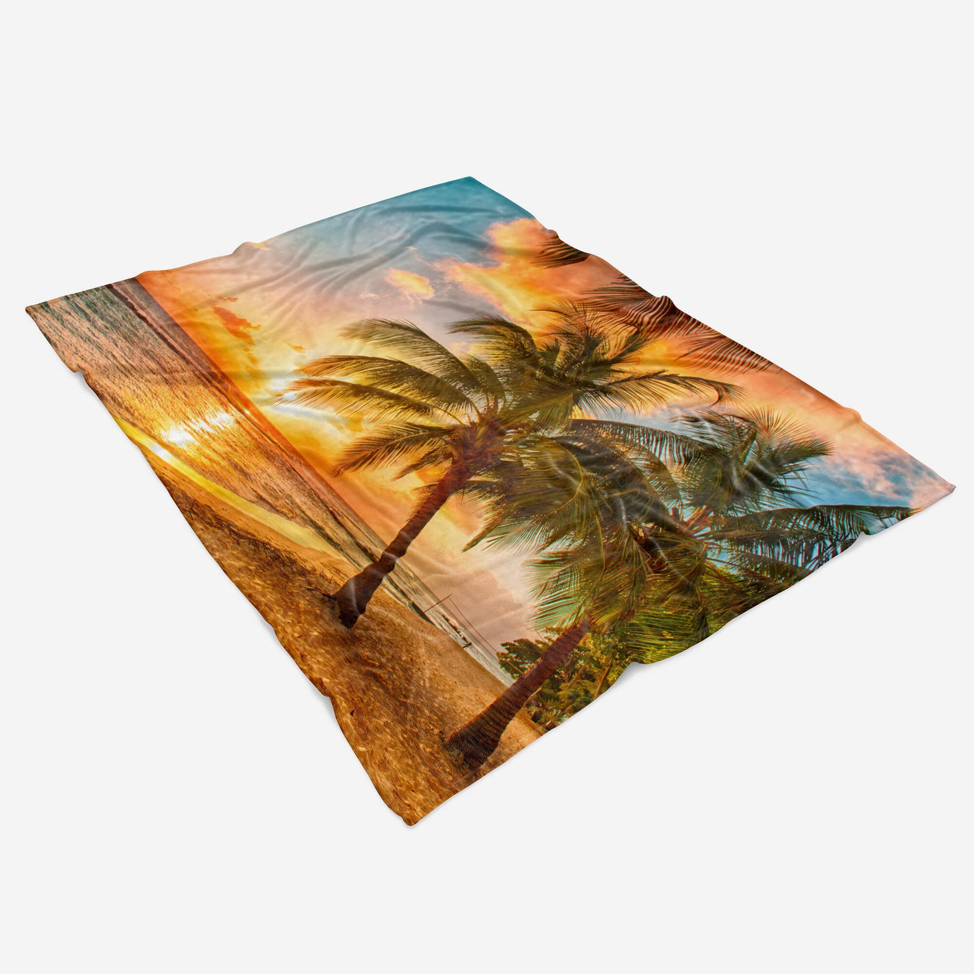 (1-St), Art Sinus mit Baumwolle-Polyester-Mix Handtücher Strandhandtuch Palmen Handtuch Saunatuch Handtuch Kuscheldecke Fotomotiv Traumstrand,