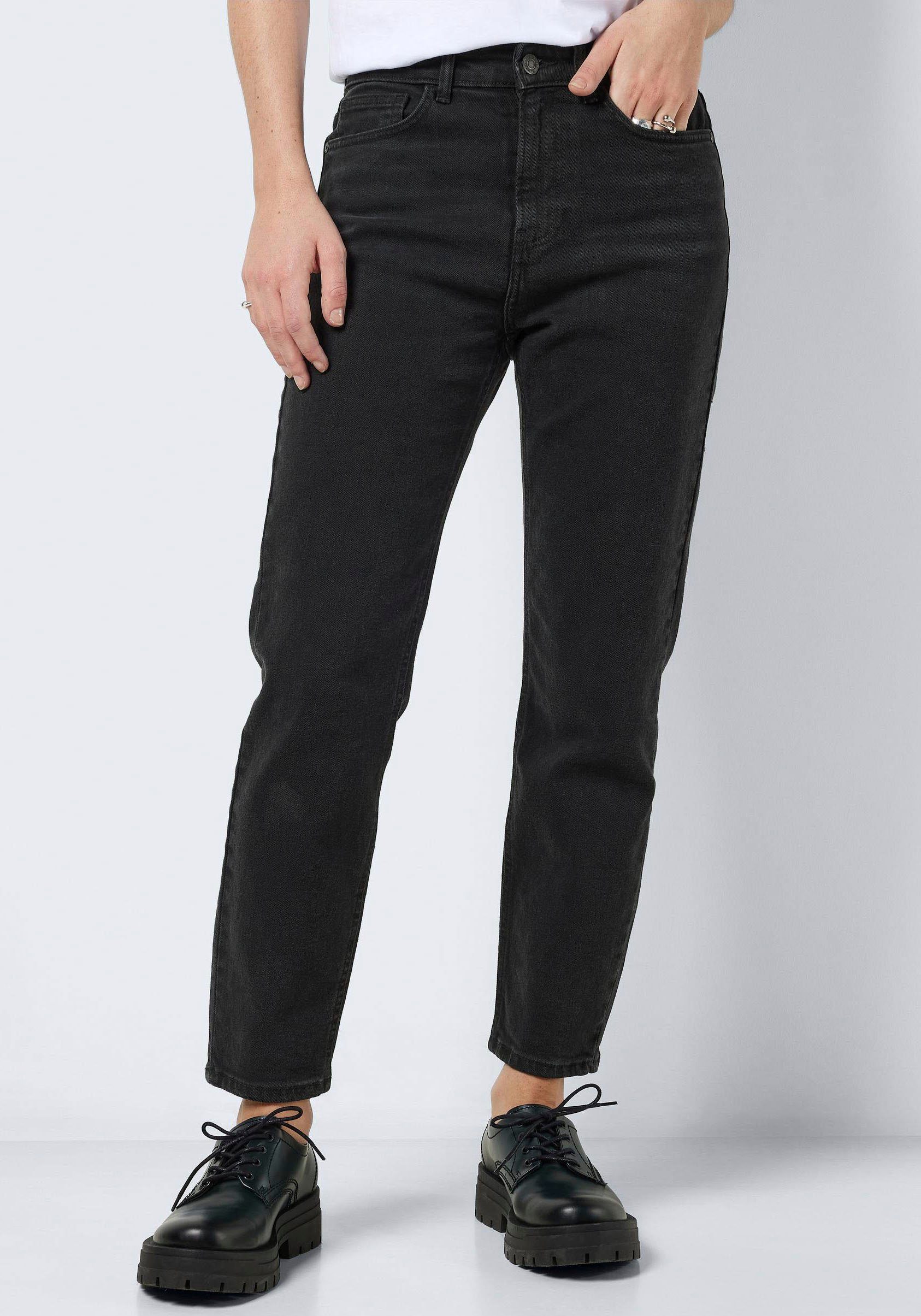 Noisy may Straight-Jeans NMMONI HW STRAIGHT ANK BLACK JEANS NOOS mit offenem Saum